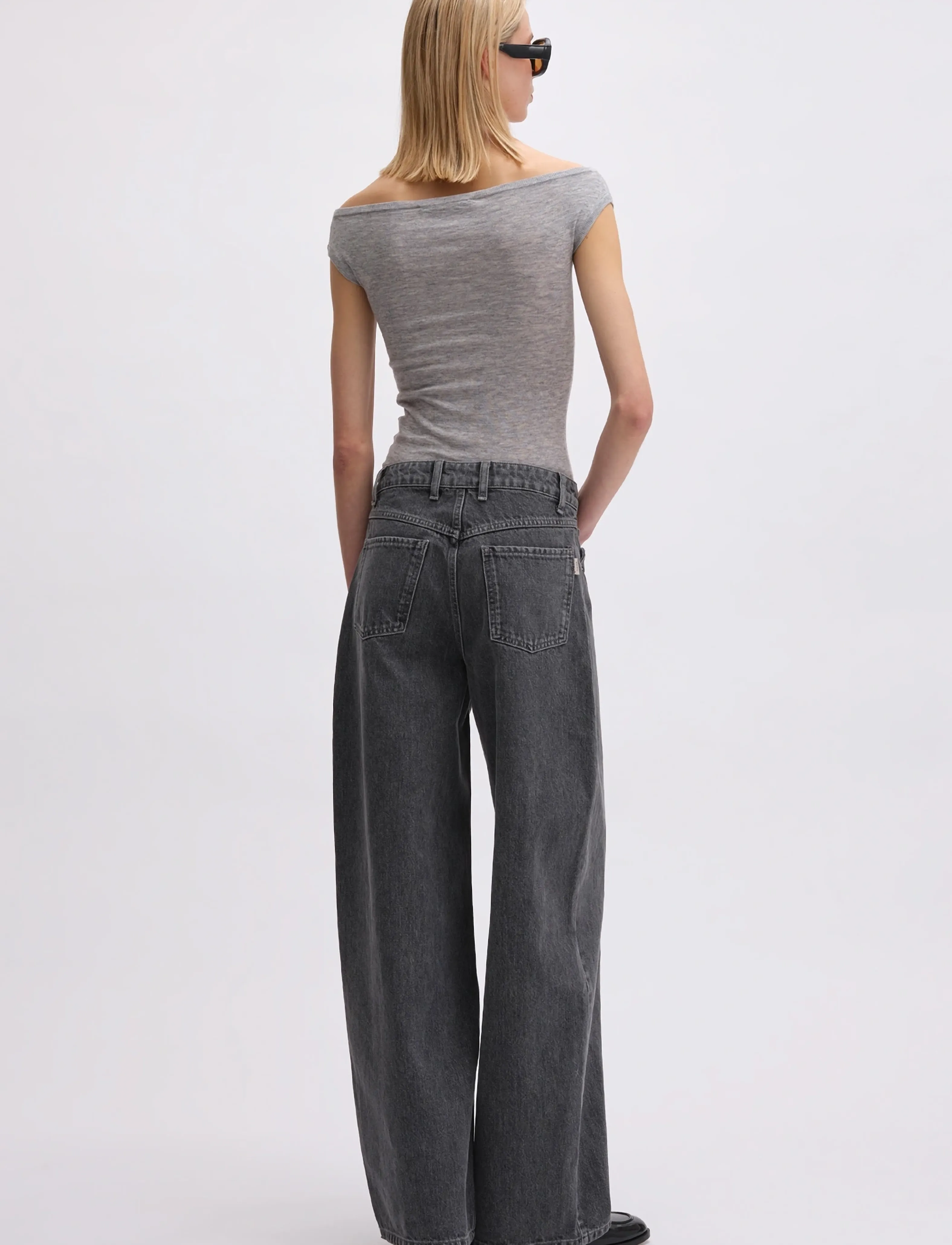 REMAIN Birger Christensen - COCOON DENIM PANTS - hosen mit weitem bein - frost gray - 3
