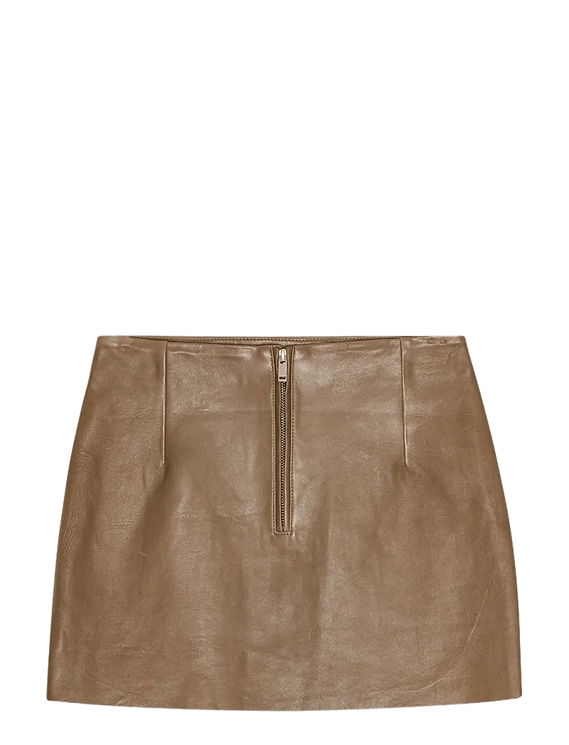 REMAIN Birger Christensen - MINI LEATHER SKIRT - lædernederdele - sepia - 1