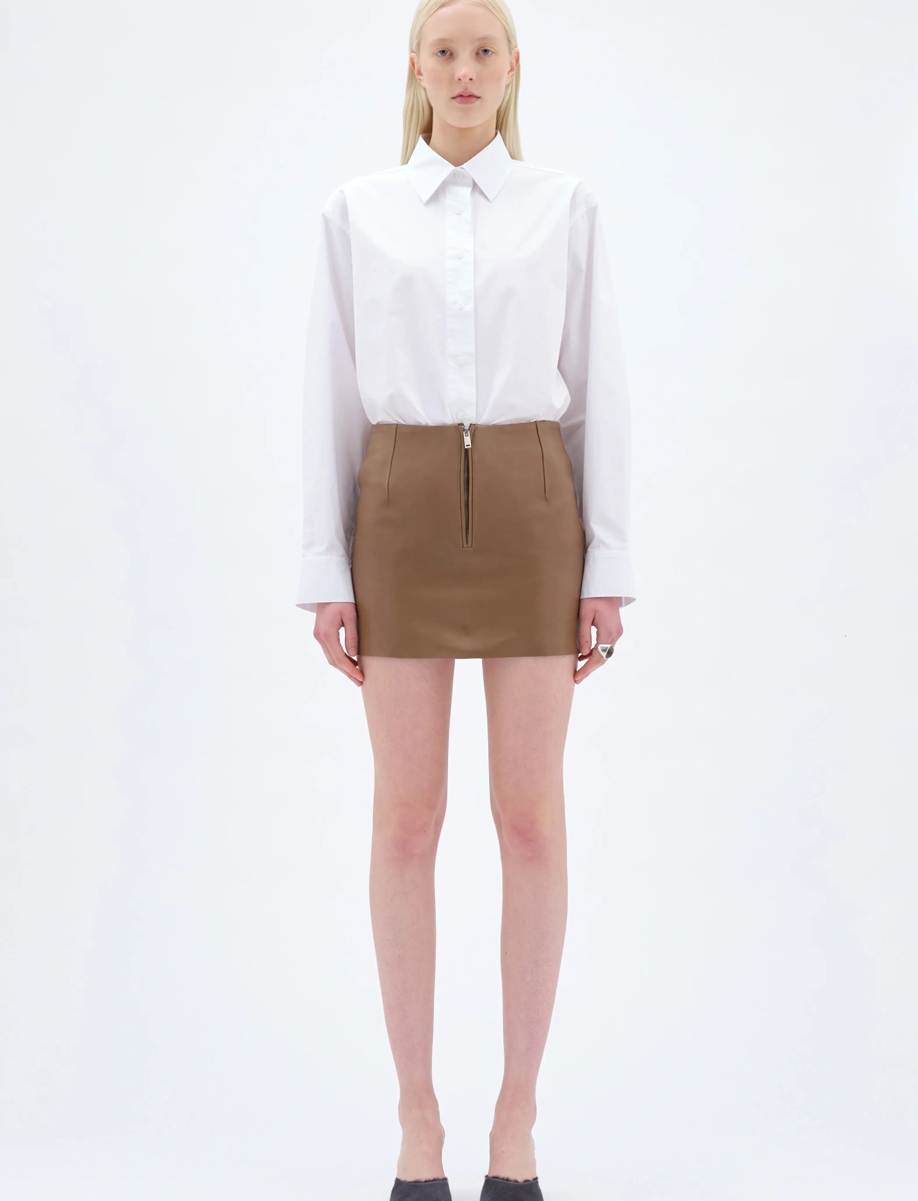 REMAIN Birger Christensen Mini Leather Skirt, 32, Röcke, Braun - Short Frauen
