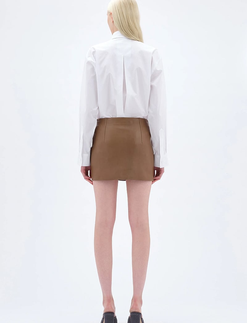 REMAIN Birger Christensen - MINI LEATHER SKIRT - lædernederdele - sepia - 3