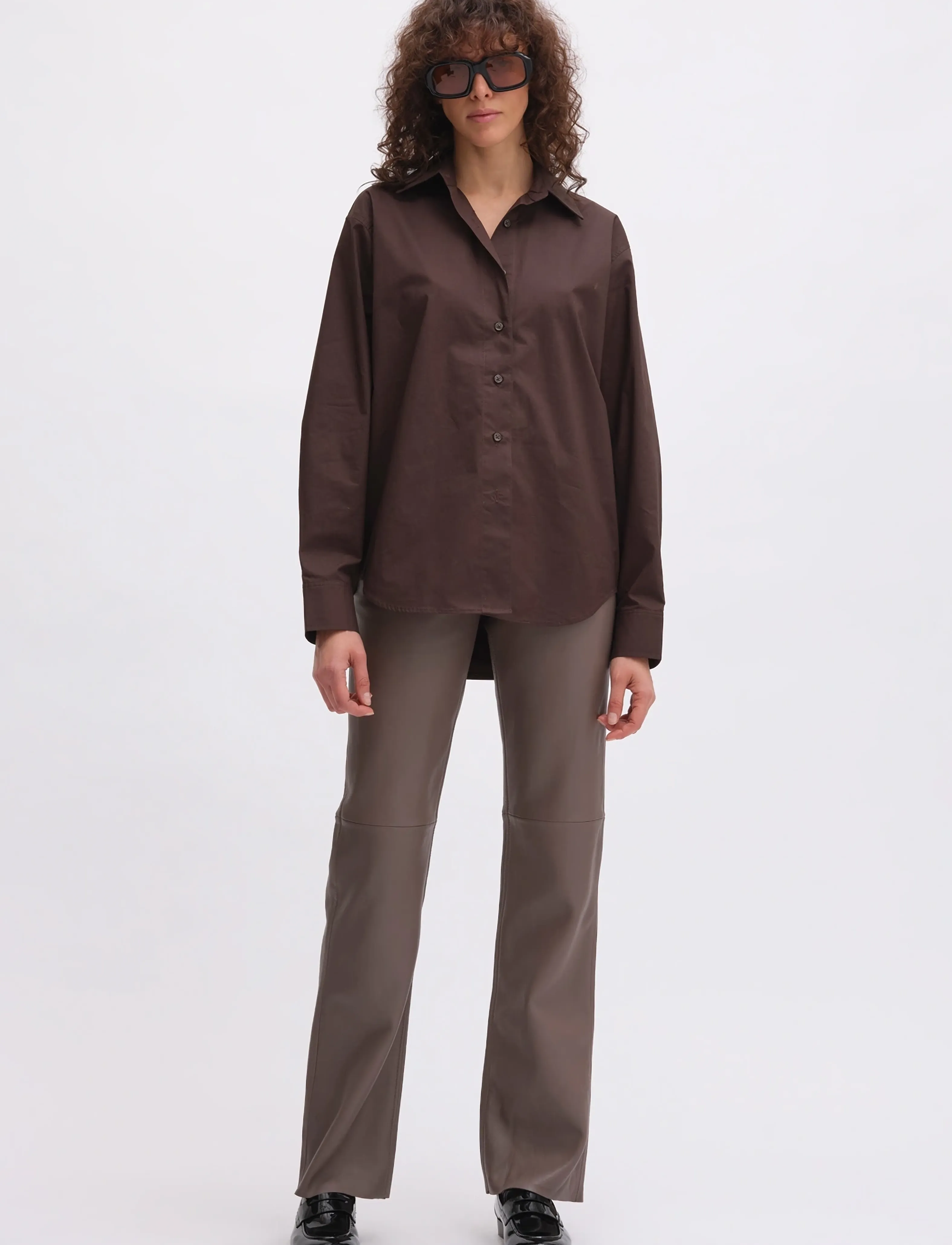 REMAIN Birger Christensen Boxy Shirt, 34, Brown, Skjorter > Langærmede, Dame