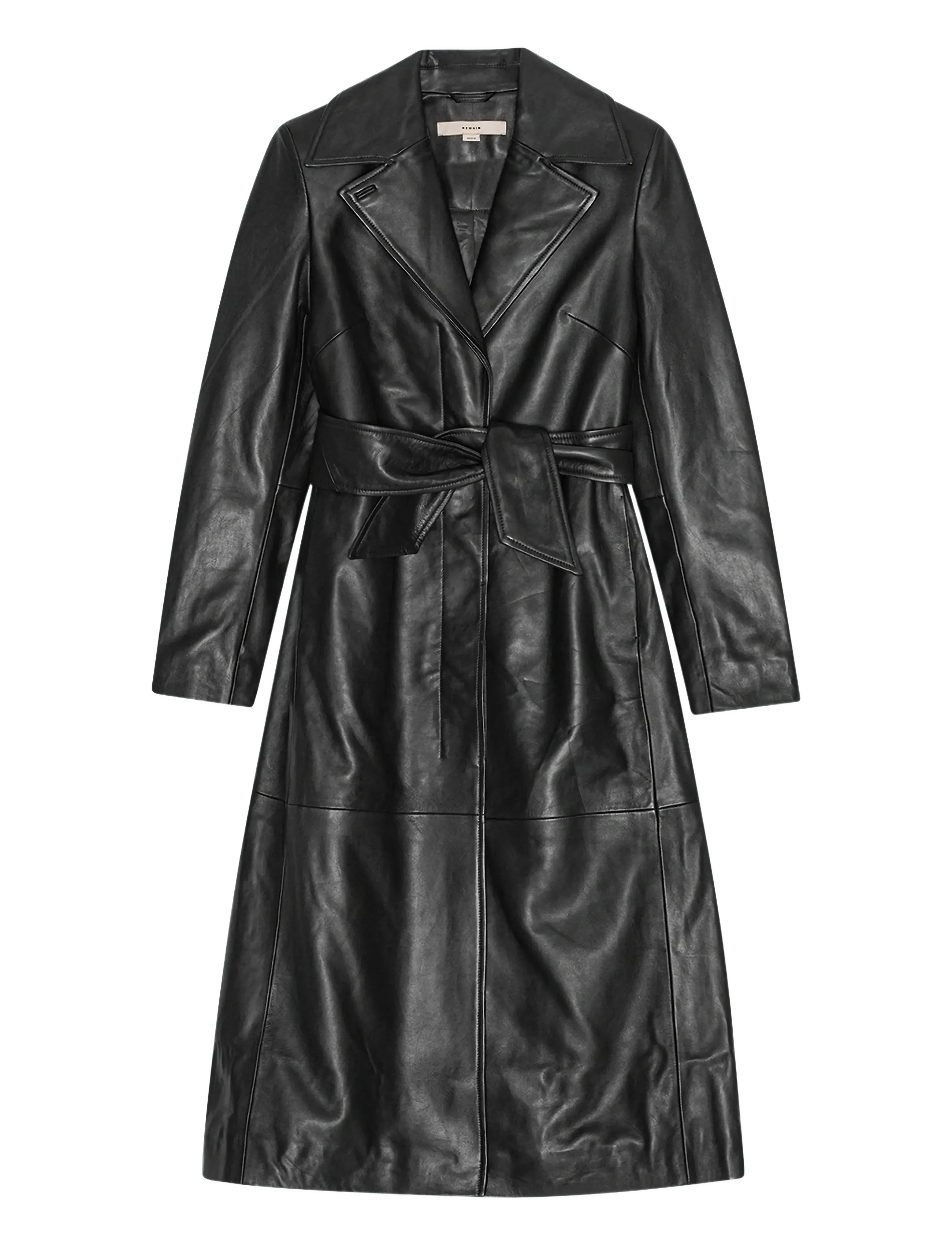 REMAIN Birger Christensen LEATHER TRENCHCOAT - Nahktagid - BLACK / black