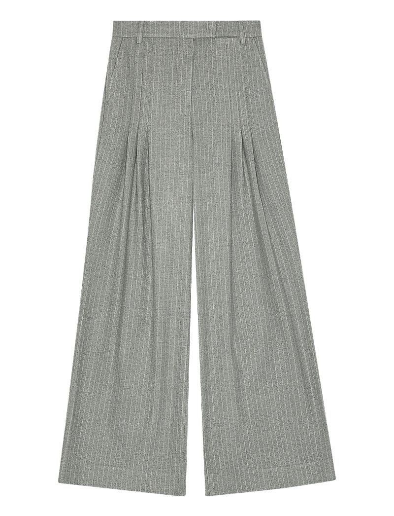 REMAIN Birger Christensen - WIDE SUITING PANTS - kostymbyxor - titanium comb. - 1