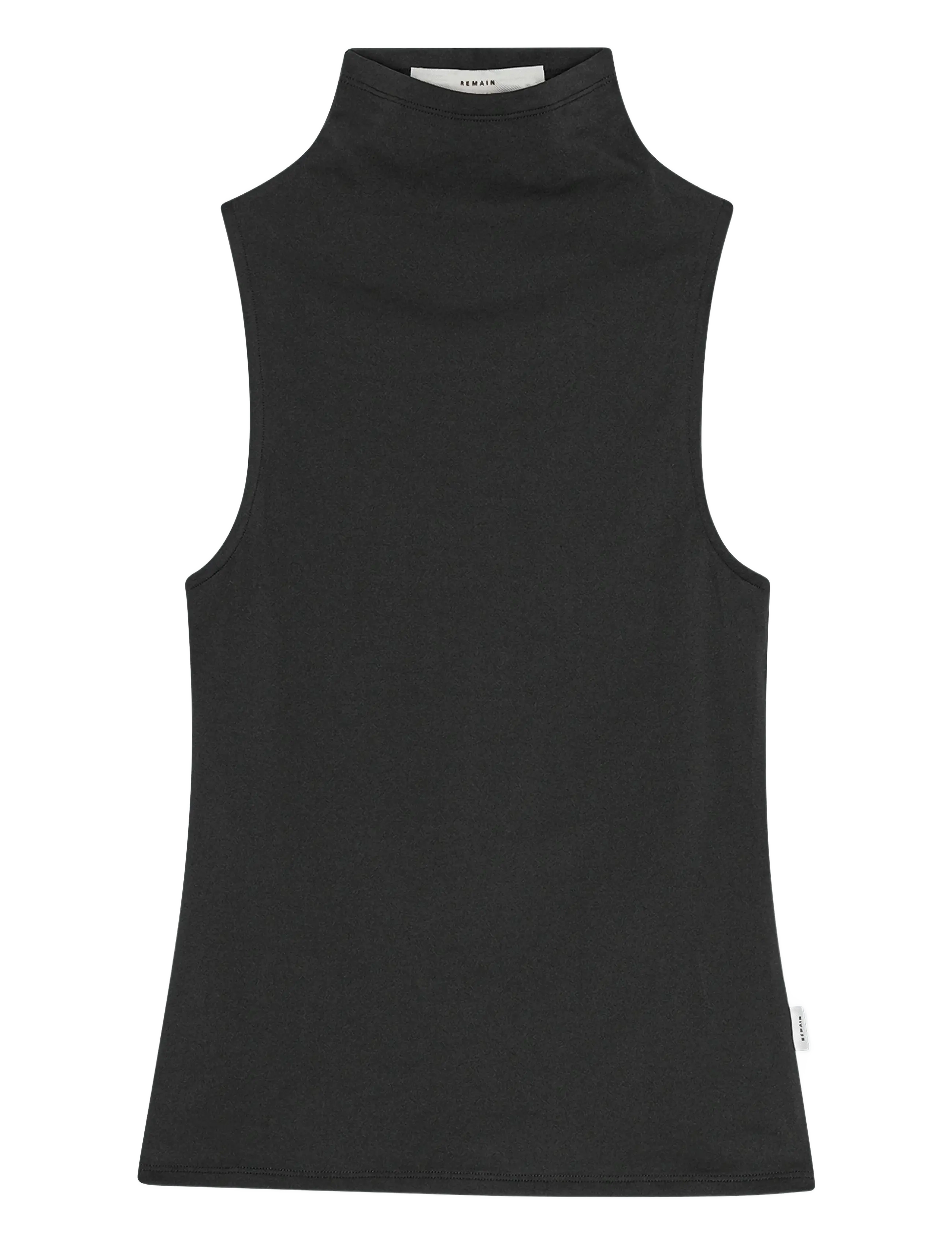 REMAIN Birger Christensen HIGH NECK JERSEY TOP - T-Shirts & Tops - BLACK / black