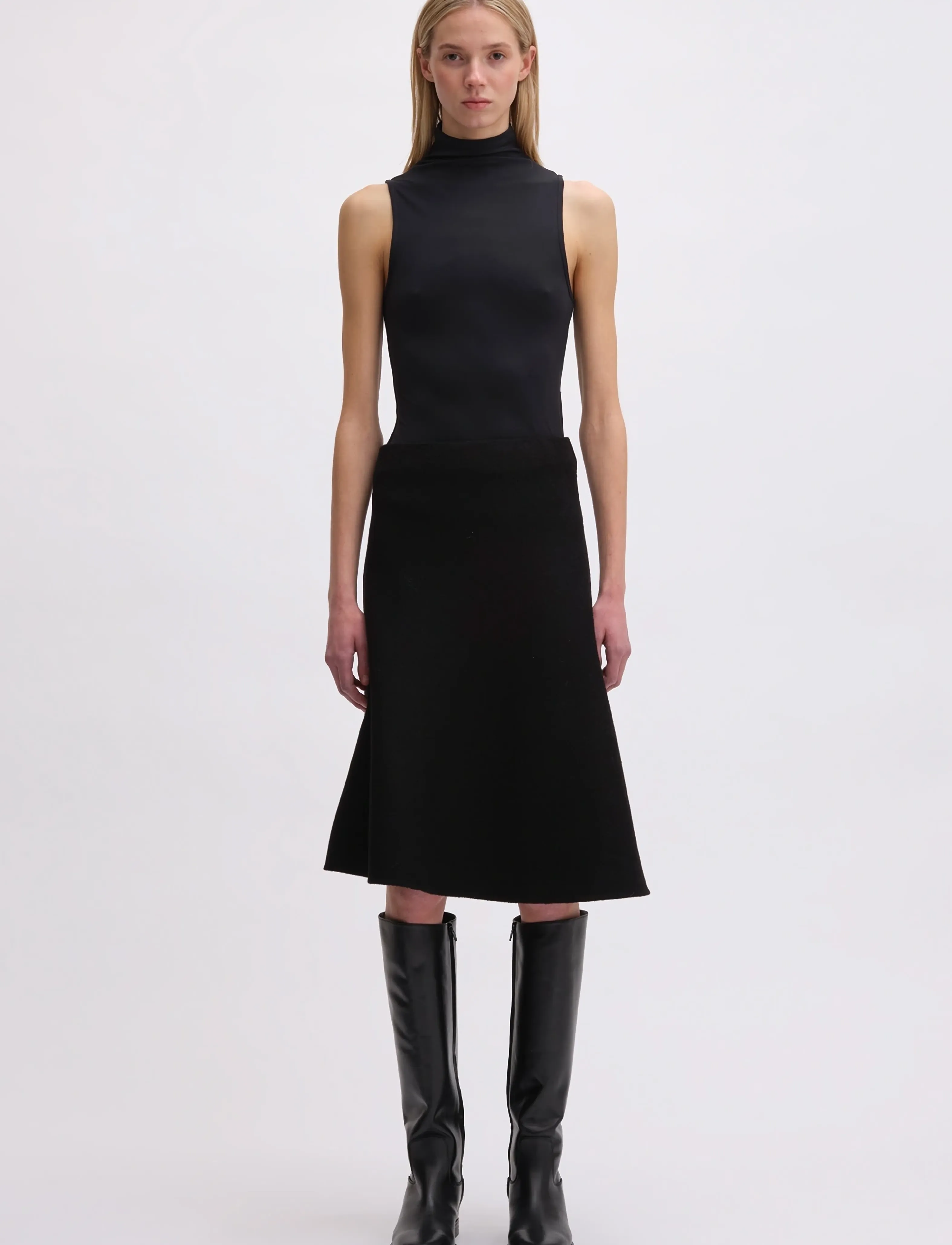 REMAIN Birger Christensen HIGH NECK JERSEY TOP - T-shirts & Toppar - BLACK / black