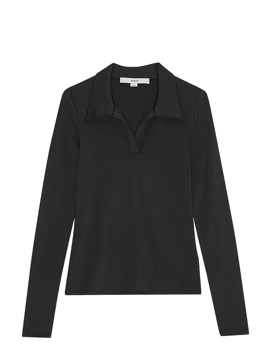 REMAIN Birger Christensen - JERSEY POLO TOP - pikeepaidat - black - 1