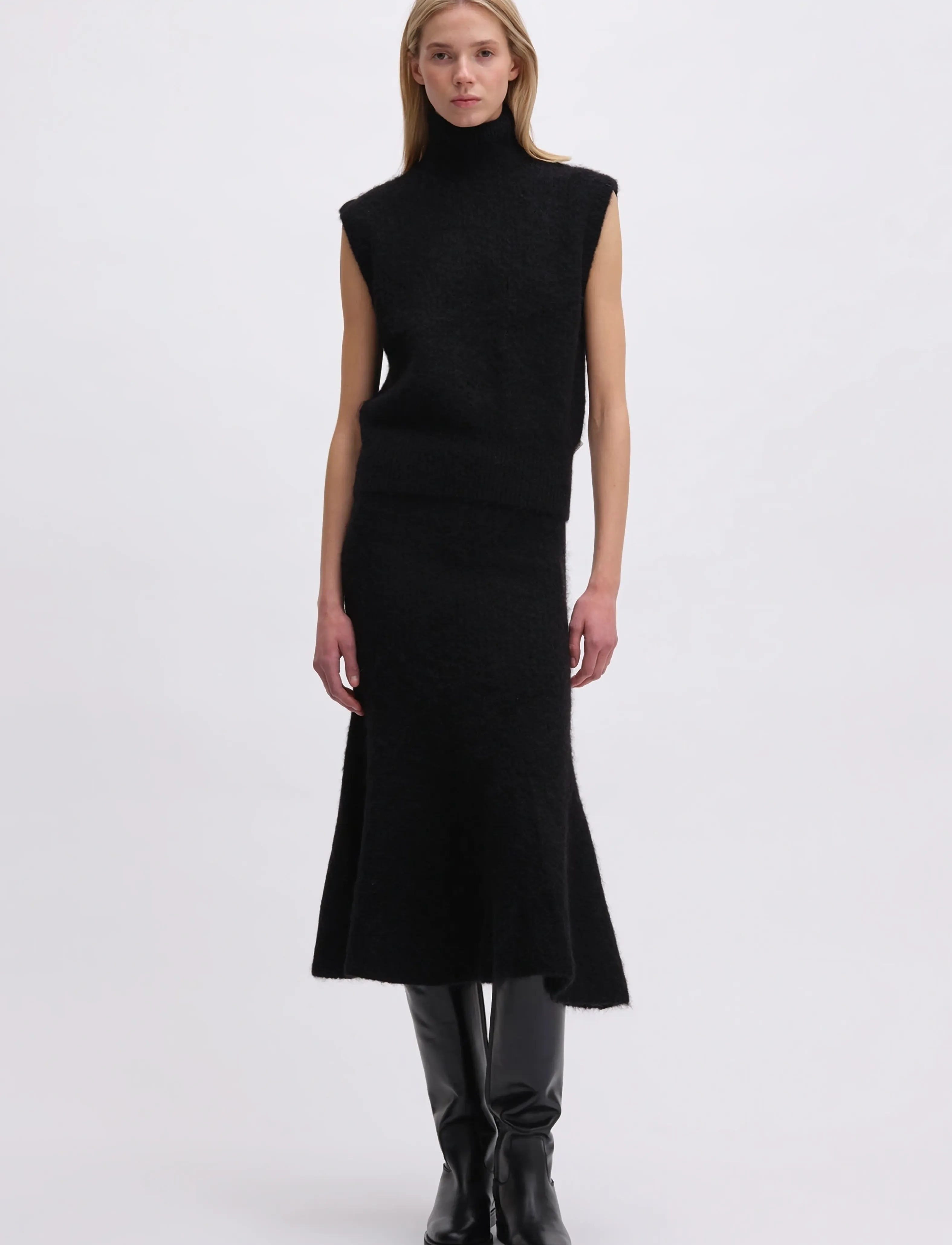 REMAIN Birger Christensen KNIT MIDI SKIRT - Nederdele - BLACK / black