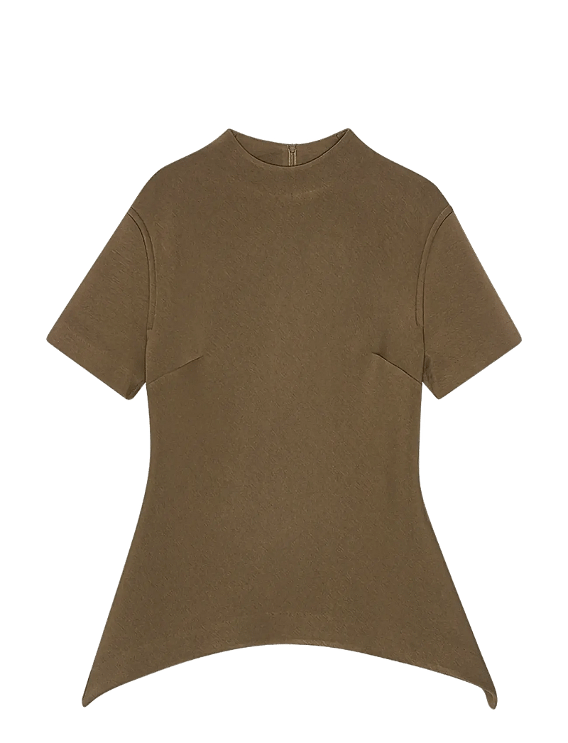 REMAIN Birger Christensen - SHORT SLEEVE SCUBA TOP - t-shirts - chocolate martini - 1