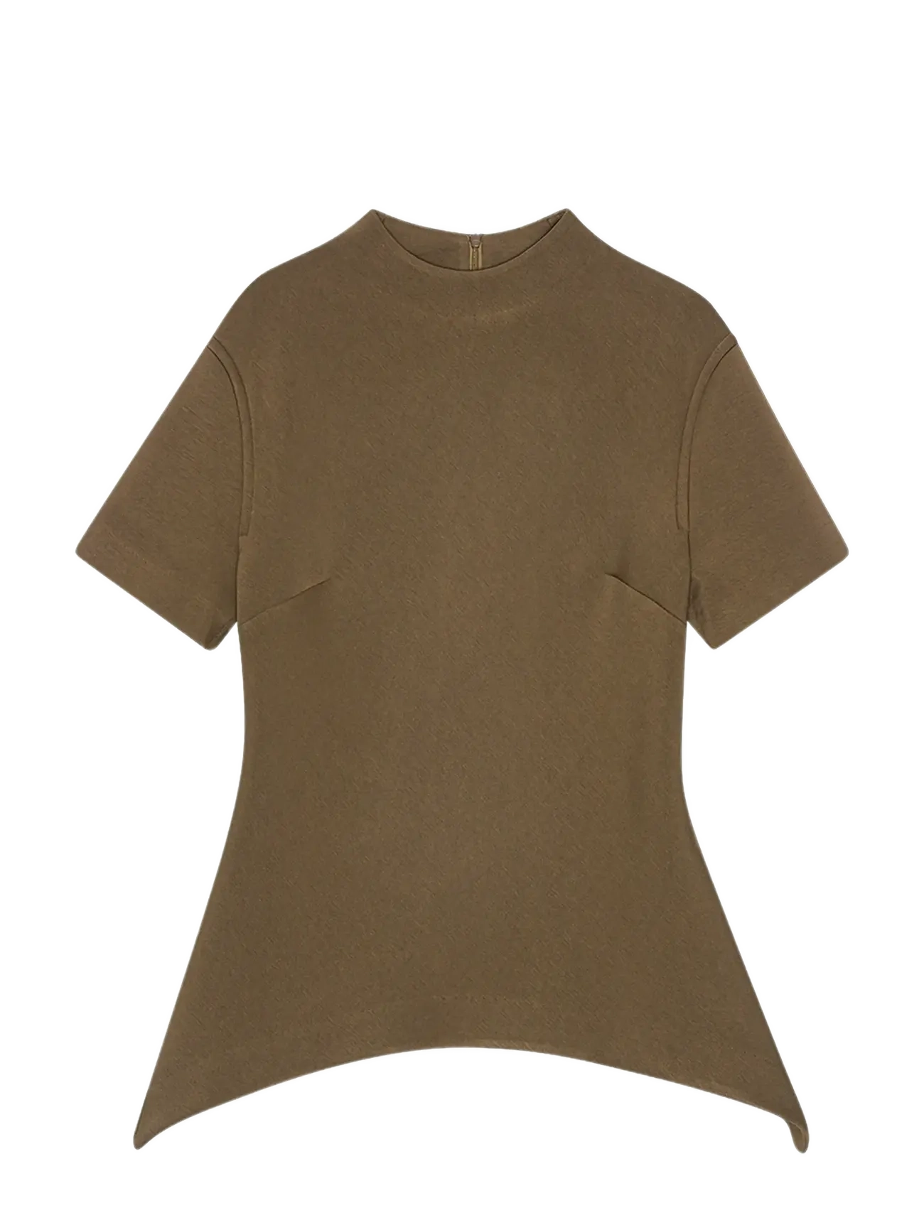 REMAIN Birger Christensen SHORT SLEEVE SCUBA TOP - Modern femininity - CHOCOLATE MARTINI / brown