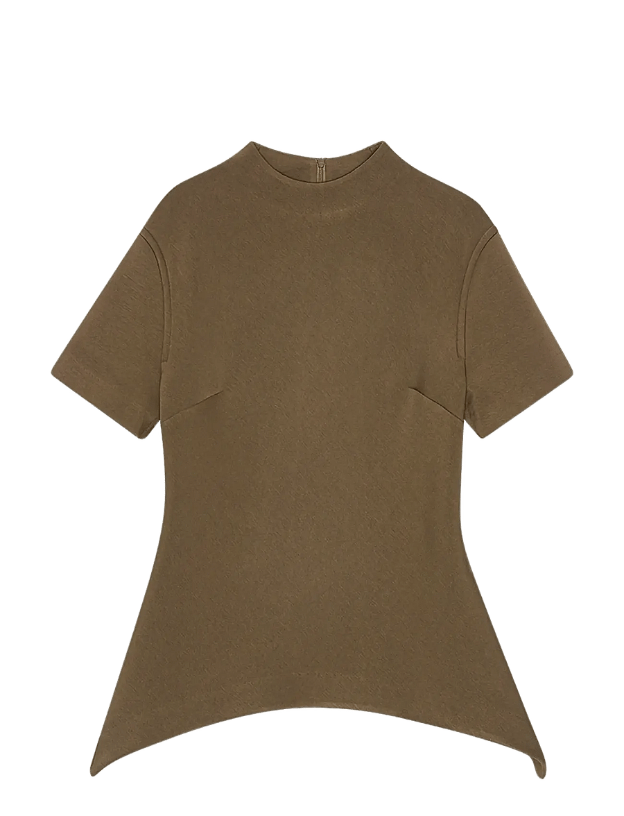REMAIN Birger Christensen - SHORT SLEEVE SCUBA TOP - t-shirty - chocolate martini - 1