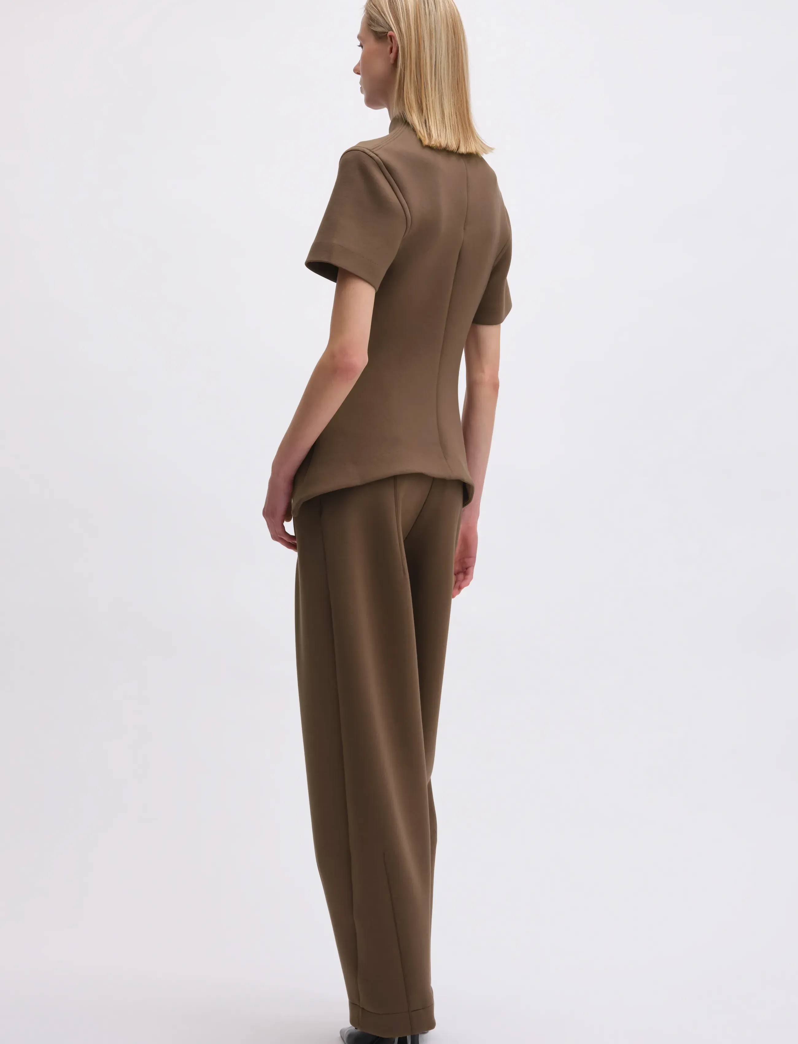 REMAIN Birger Christensen - SHORT SLEEVE SCUBA TOP - t-shirty - chocolate martini - 3