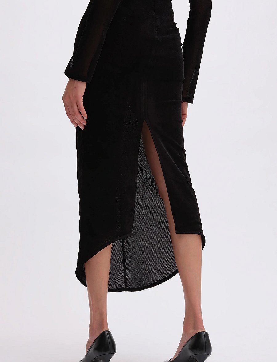 REMAIN Birger Christensen - VELVET MESH SKIRT - midi nederdele - black - 3