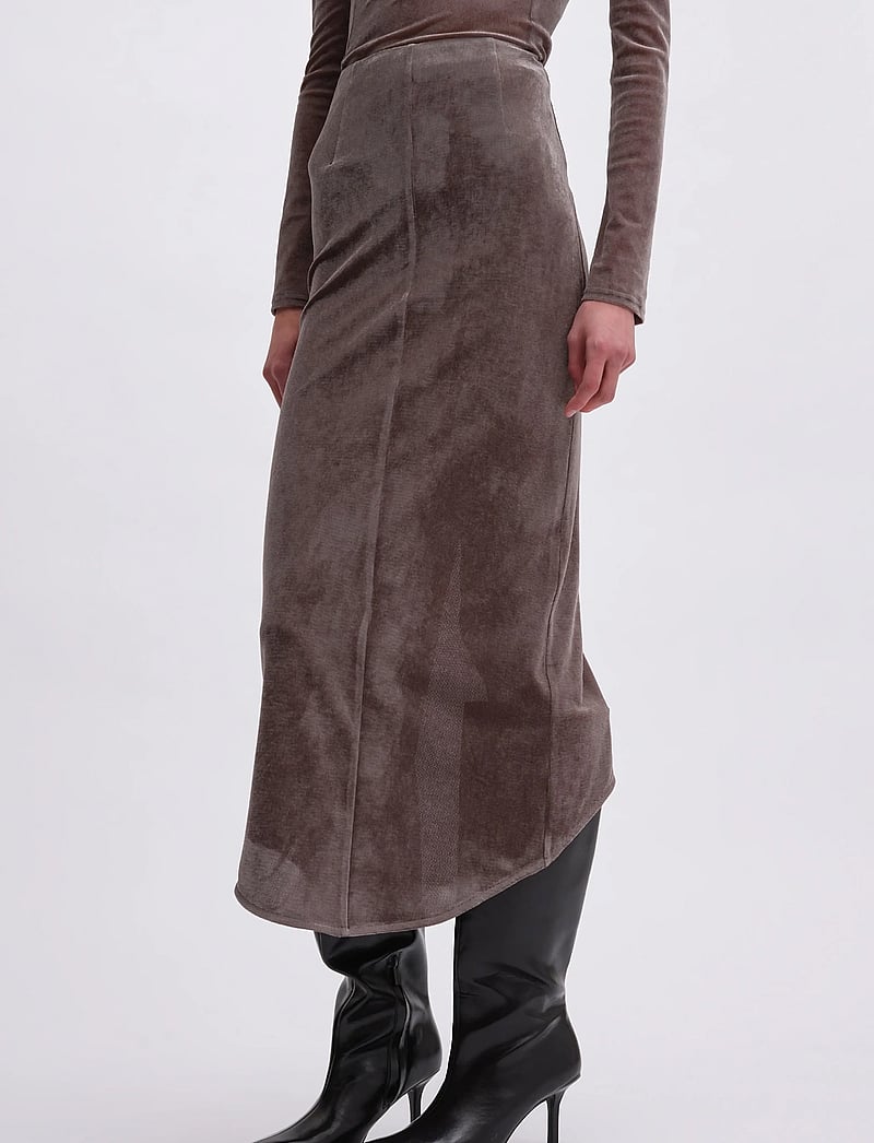 REMAIN Birger Christensen - VELVET MESH SKIRT - midi-röcke - plum kitten - 0