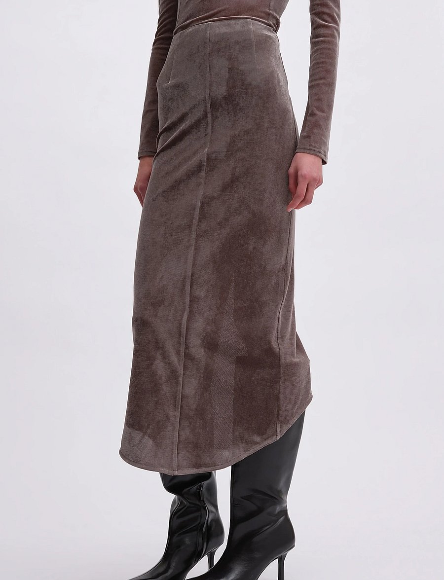 REMAIN Birger Christensen - VELVET MESH SKIRT - midi nederdele - plum kitten - 0