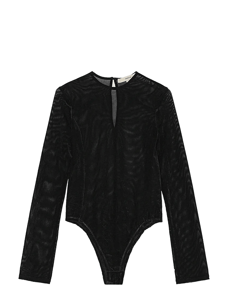 REMAIN Birger Christensen - VELVET MESH BODYSUIT - bodies - black - 1