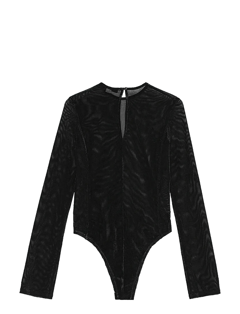 REMAIN Birger Christensen - VELVET MESH BODYSUIT - bodies - black - 2