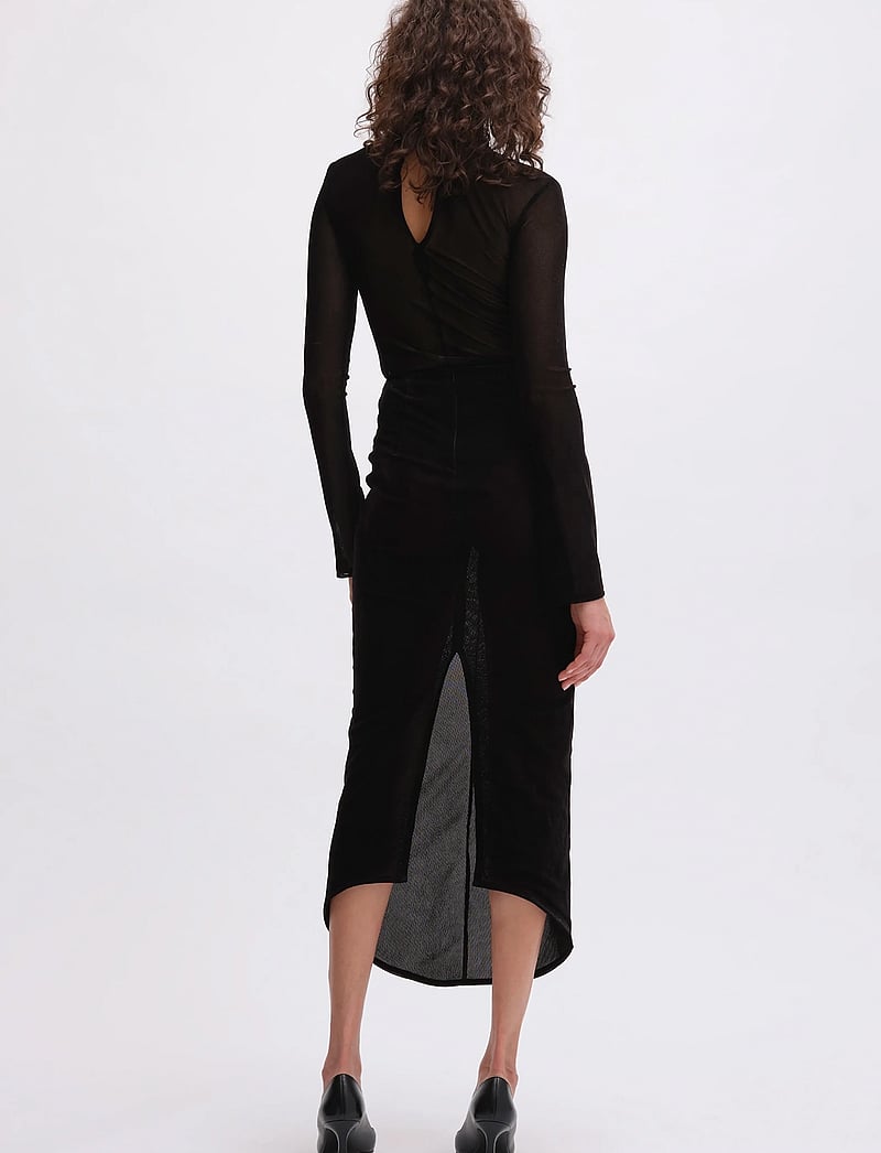 REMAIN Birger Christensen - VELVET MESH BODYSUIT - bodies - black - 3