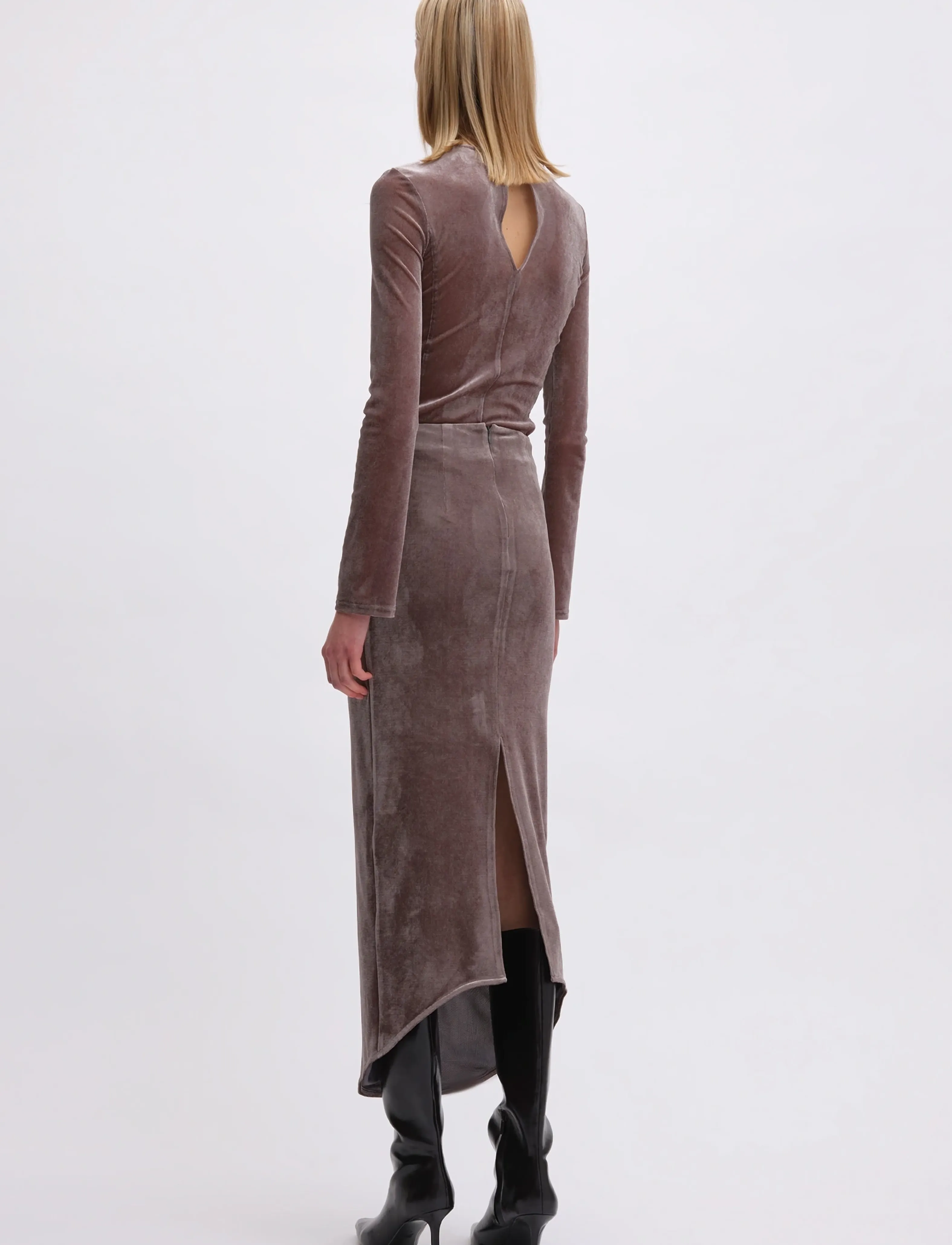 REMAIN Birger Christensen - VELVET MESH BODYSUIT - plum kitten - 3