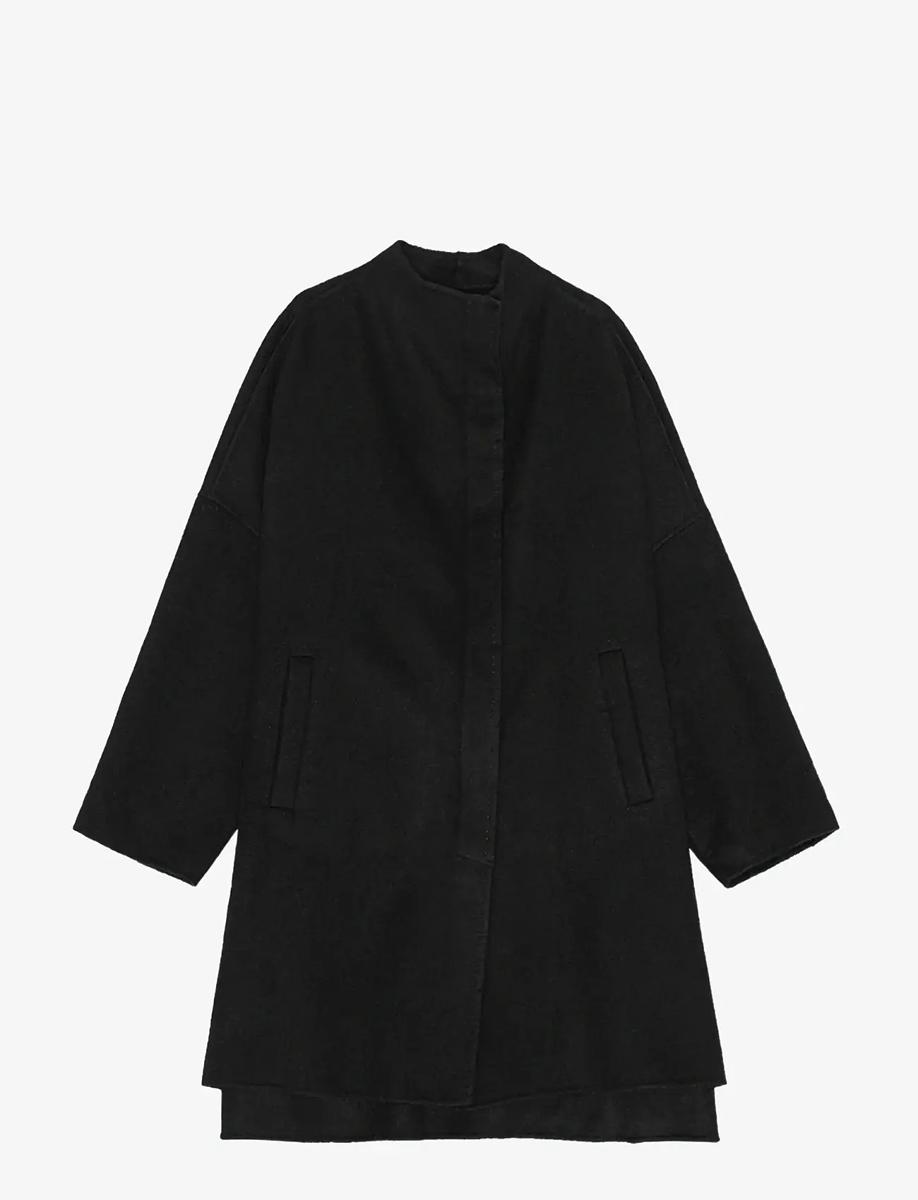 REMAIN Birger Christensen - DRAPY WOOL COAT - villased mantlid - black - 1