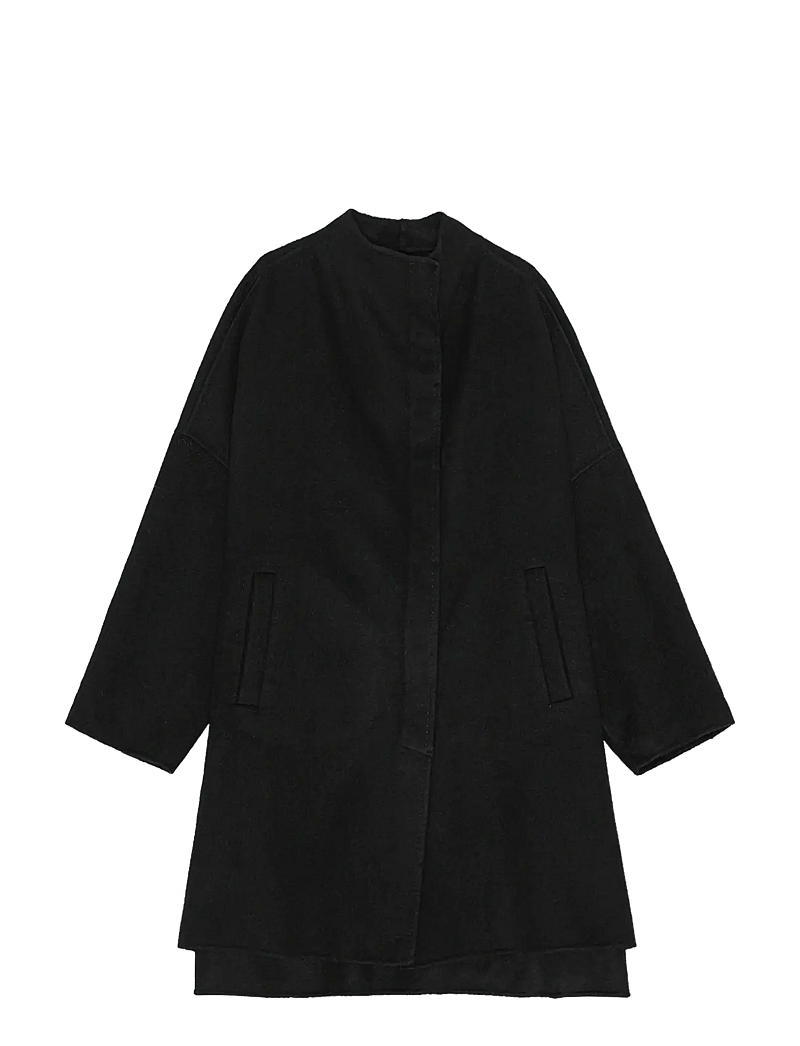 REMAIN Birger Christensen - DRAPY WOOL COAT - villased mantlid - black - 1