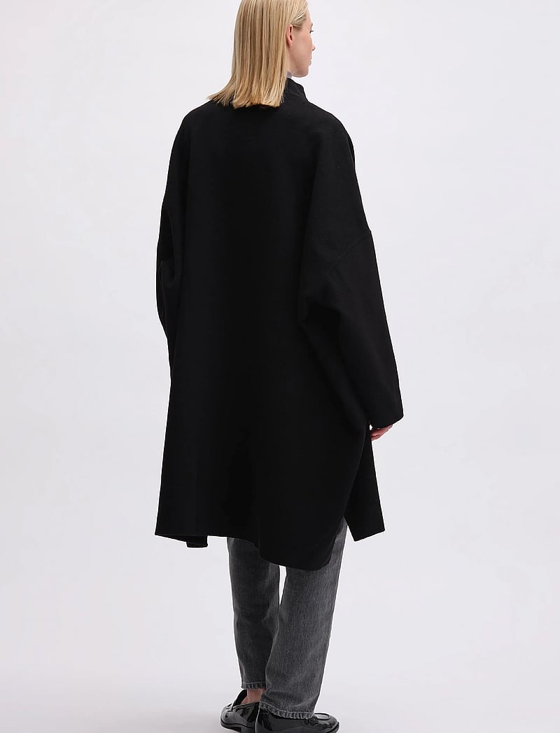 REMAIN Birger Christensen - DRAPY WOOL COAT - villased mantlid - black - 3