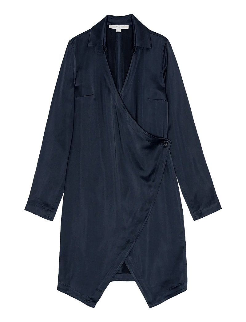 REMAIN Birger Christensen - SATIN WRAP DRESS - omlottklänningar - blue graphite - 1