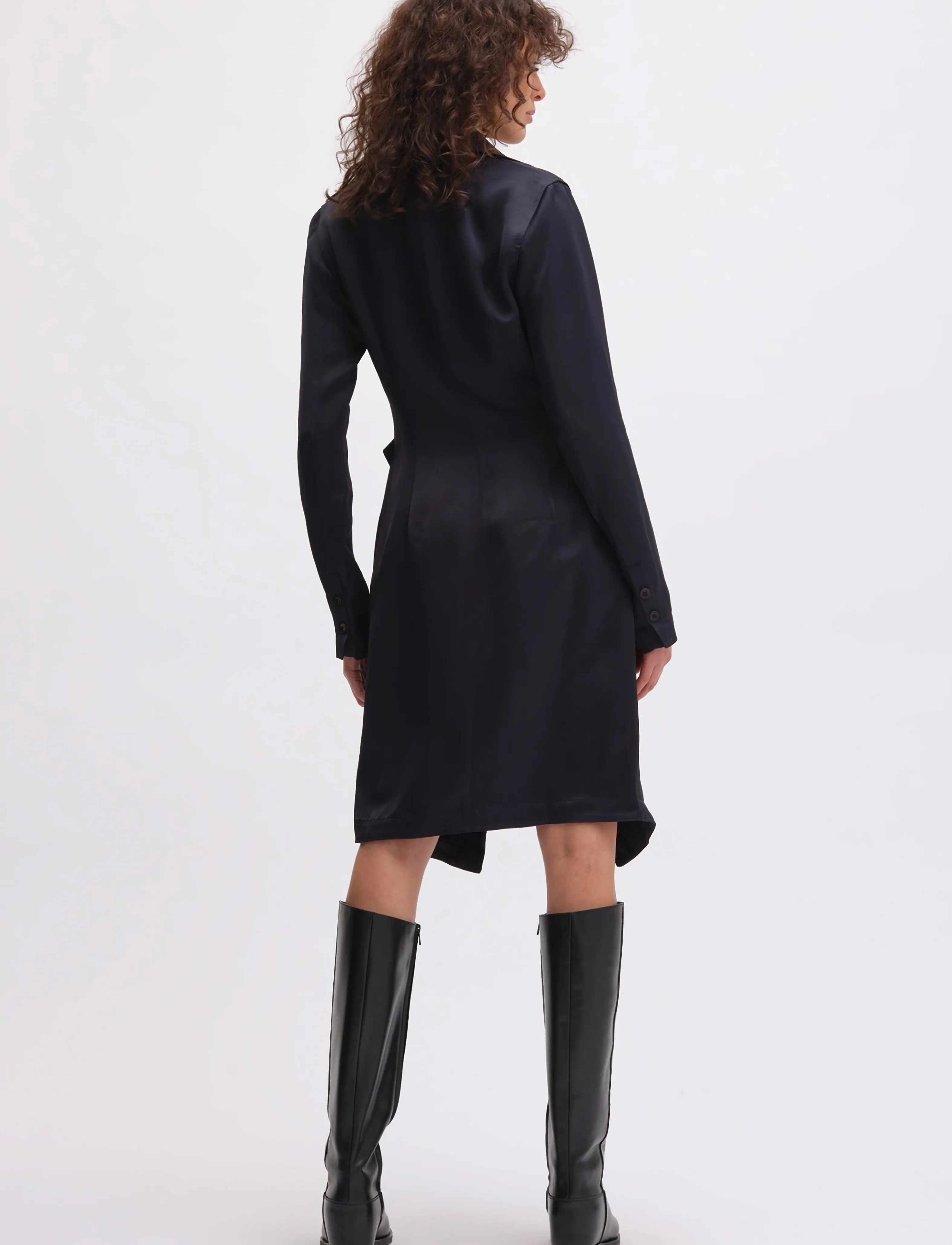 REMAIN Birger Christensen - SATIN WRAP DRESS - wickelkleider - blue graphite - 3