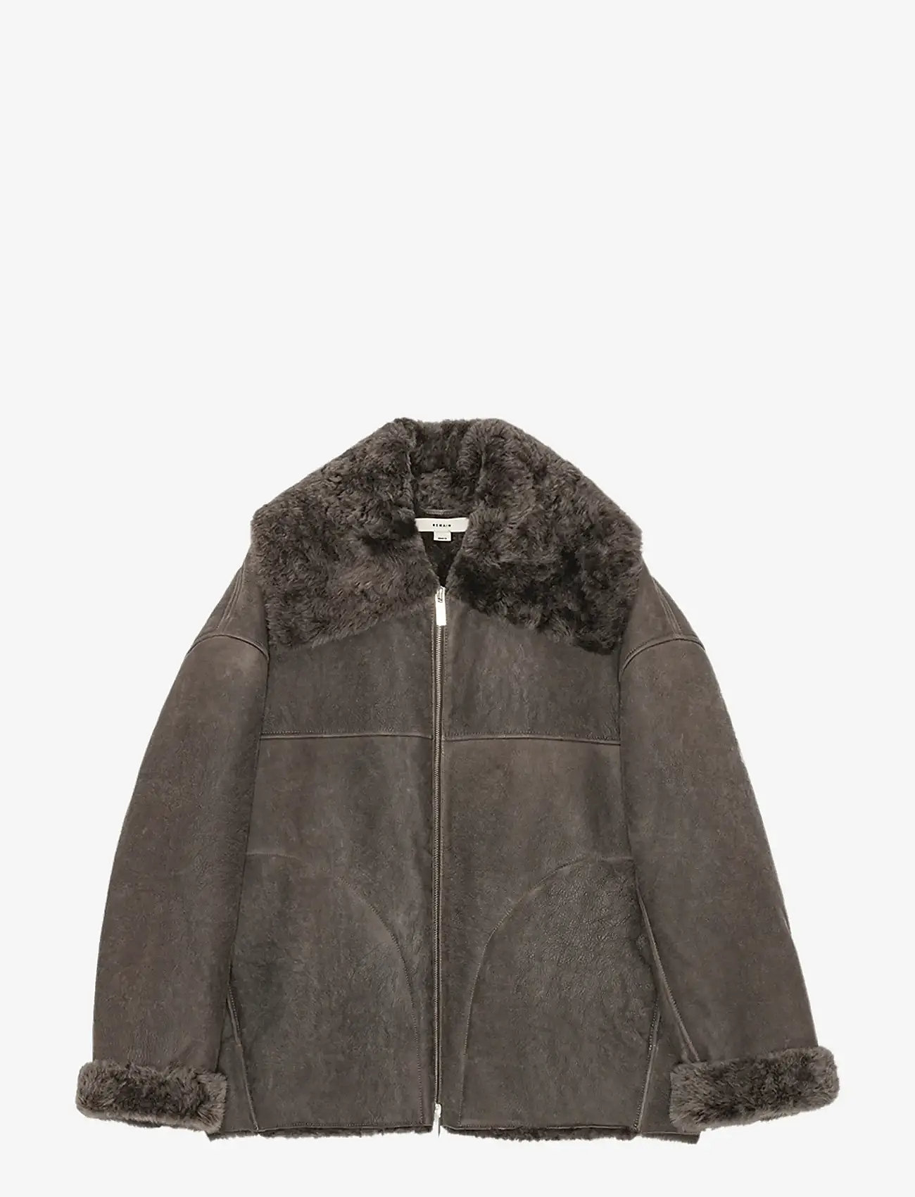 REMAIN Birger Christensen - SHEARLING BOMBER JACKET - vårjackor - licorice - 0