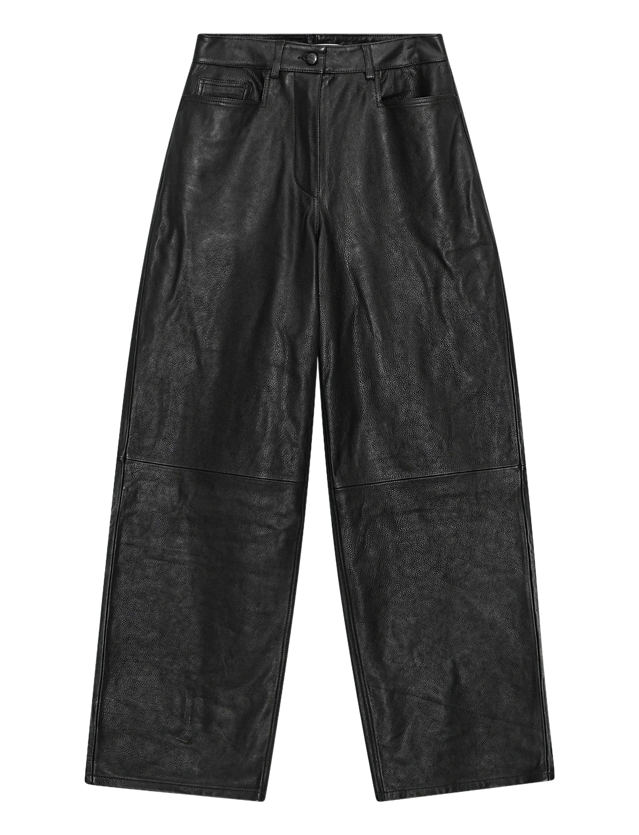 COCOON LEATHER PANTS - BLACK