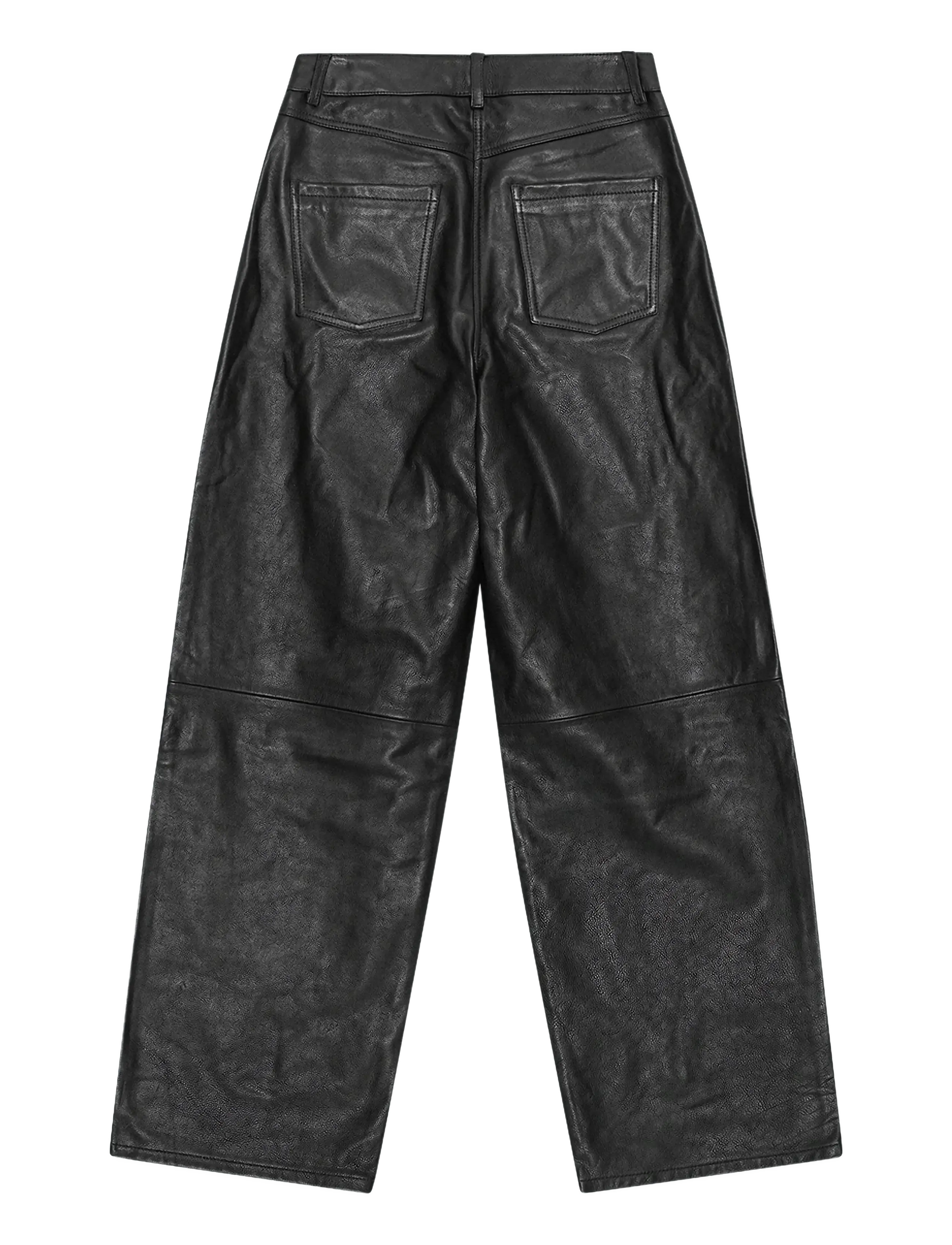 REMAIN Birger Christensen - COCOON LEATHER PANTS - læderbukser - black - 2