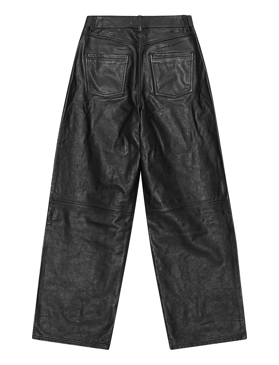 REMAIN Birger Christensen - COCOON LEATHER PANTS - hosen mit geradem bein - black - 2