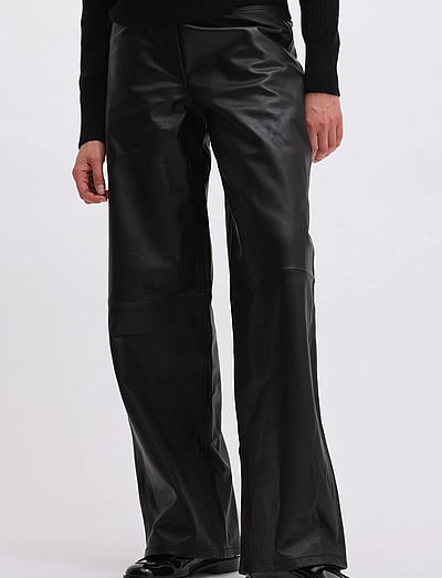 REMAIN Birger Christensen COCOON LEATHER PANTS - REMAIN - BLACK / black