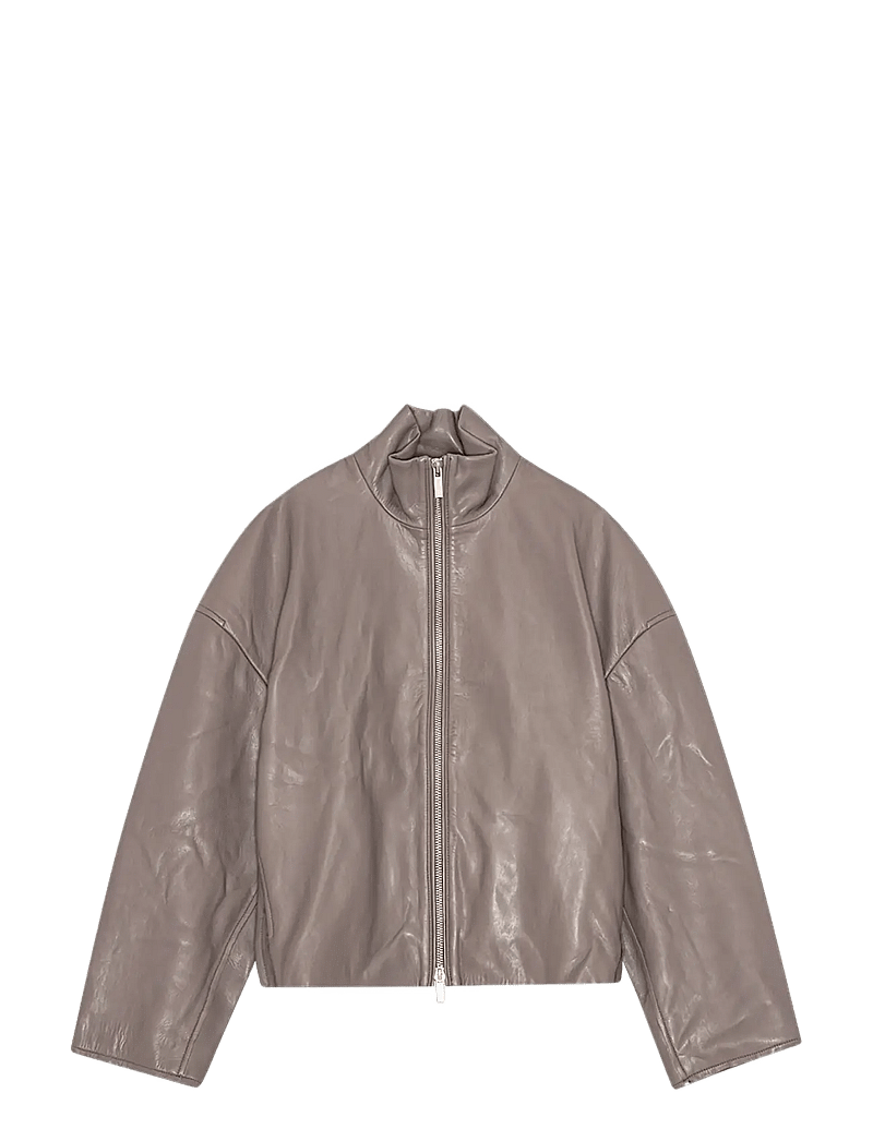 REMAIN Birger Christensen - BONDED LEATHER JACKET - læderjakker - iron - 1