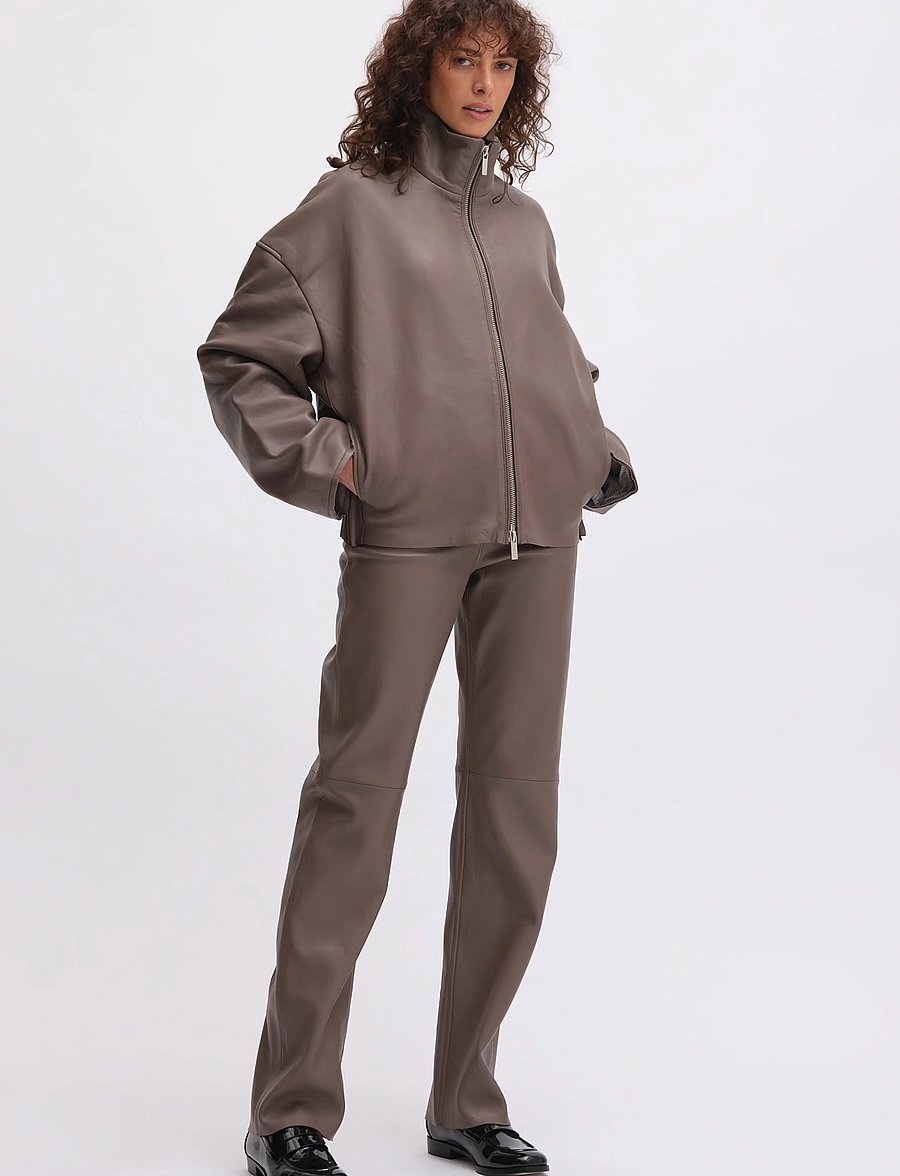 REMAIN Birger Christensen - BONDED LEATHER JACKET - iron - 0