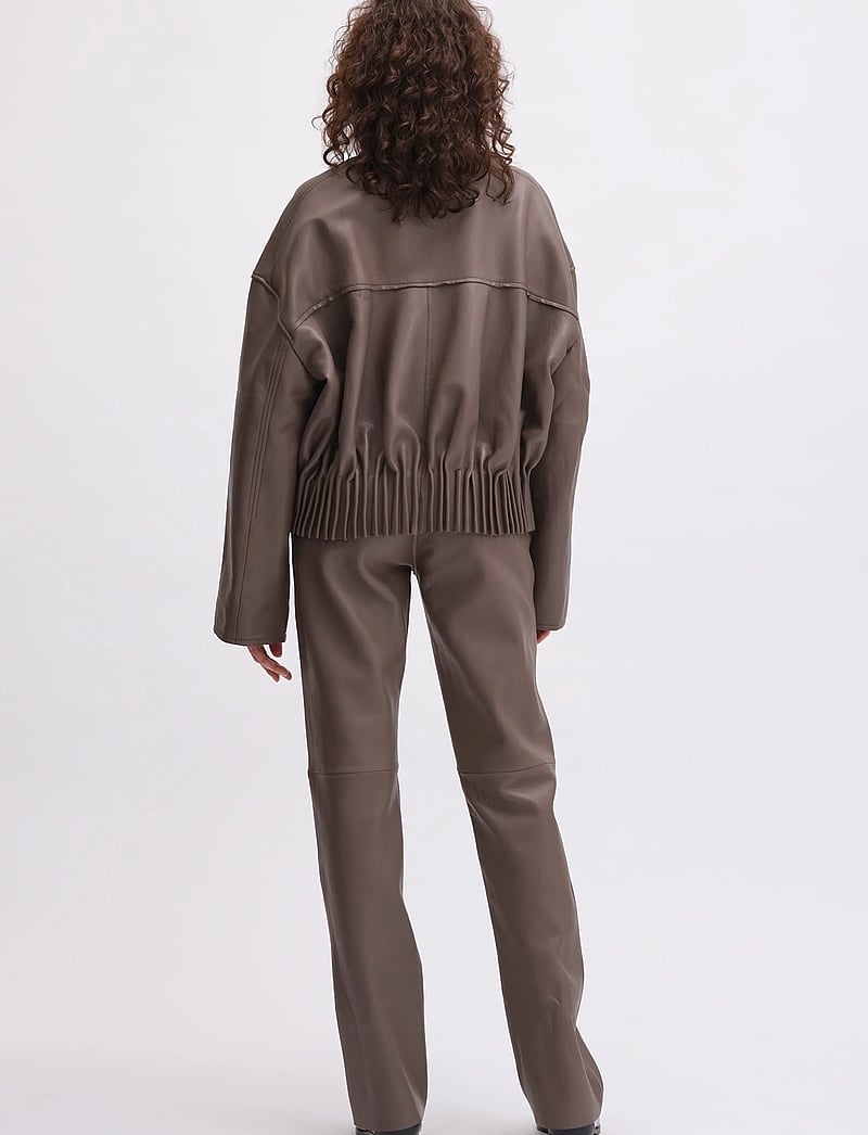 REMAIN Birger Christensen - BONDED LEATHER JACKET - læderjakker - iron - 3