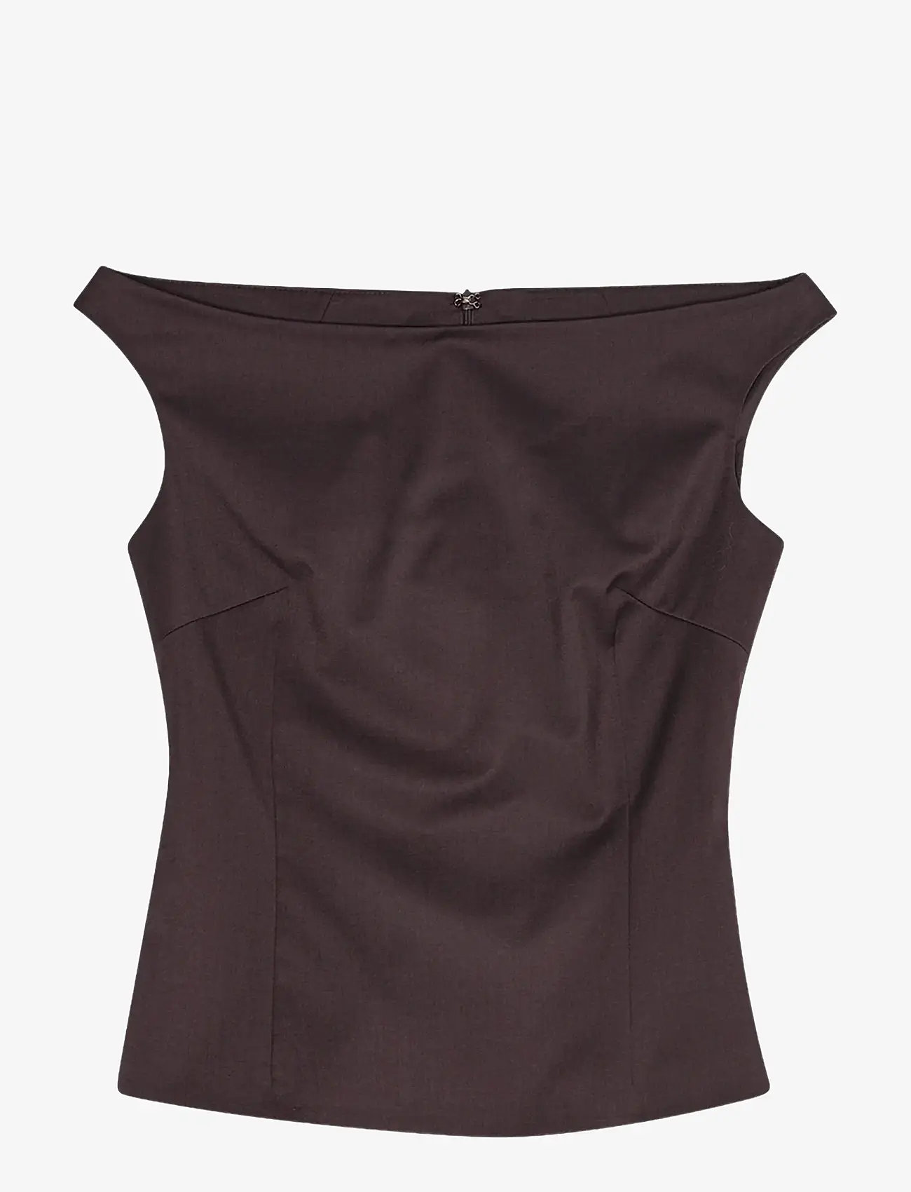 REMAIN Birger Christensen - OFF SHOULDER SUITING TOP - Ærmeløse bluser - black coffee - 1