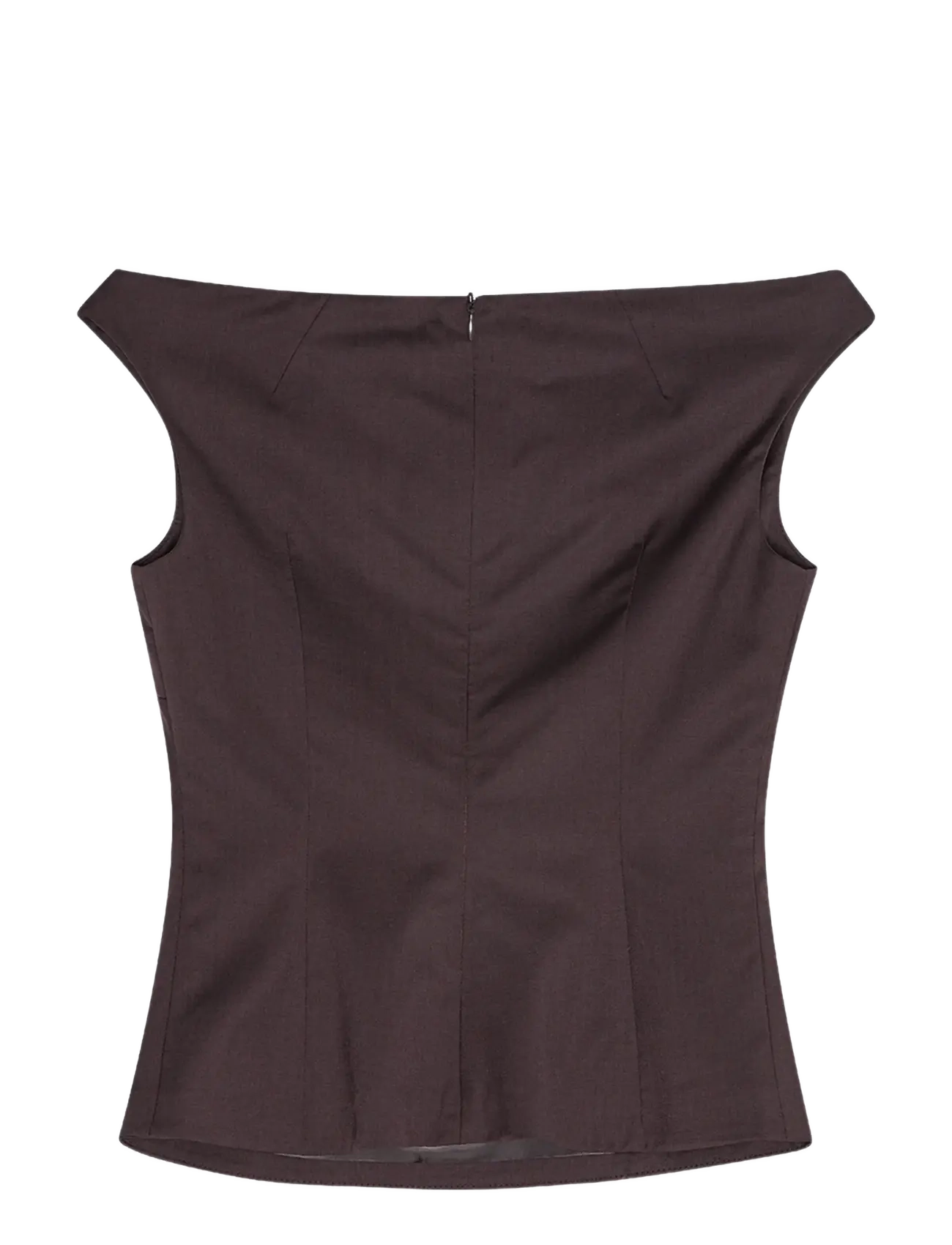 REMAIN Birger Christensen - OFF SHOULDER SUITING TOP - hihattomat puserot - black coffee - 2