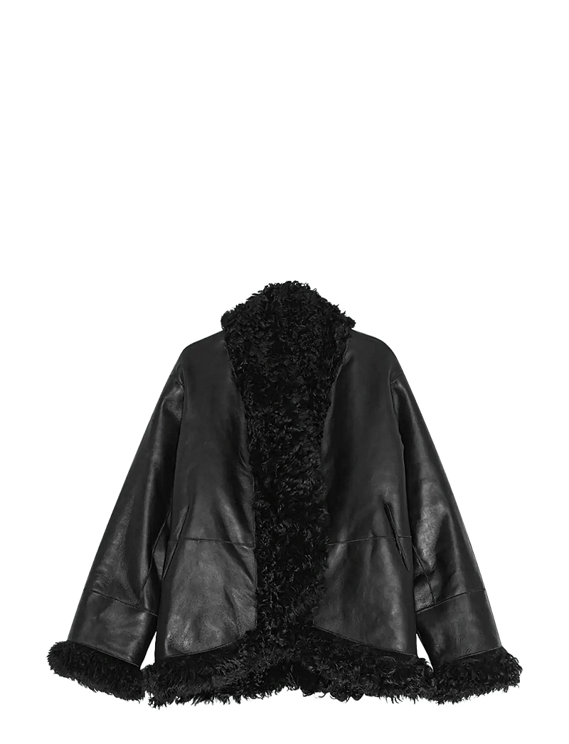 REMAIN Birger Christensen - SHEARLING JACKET - kevadjoped - black - 1