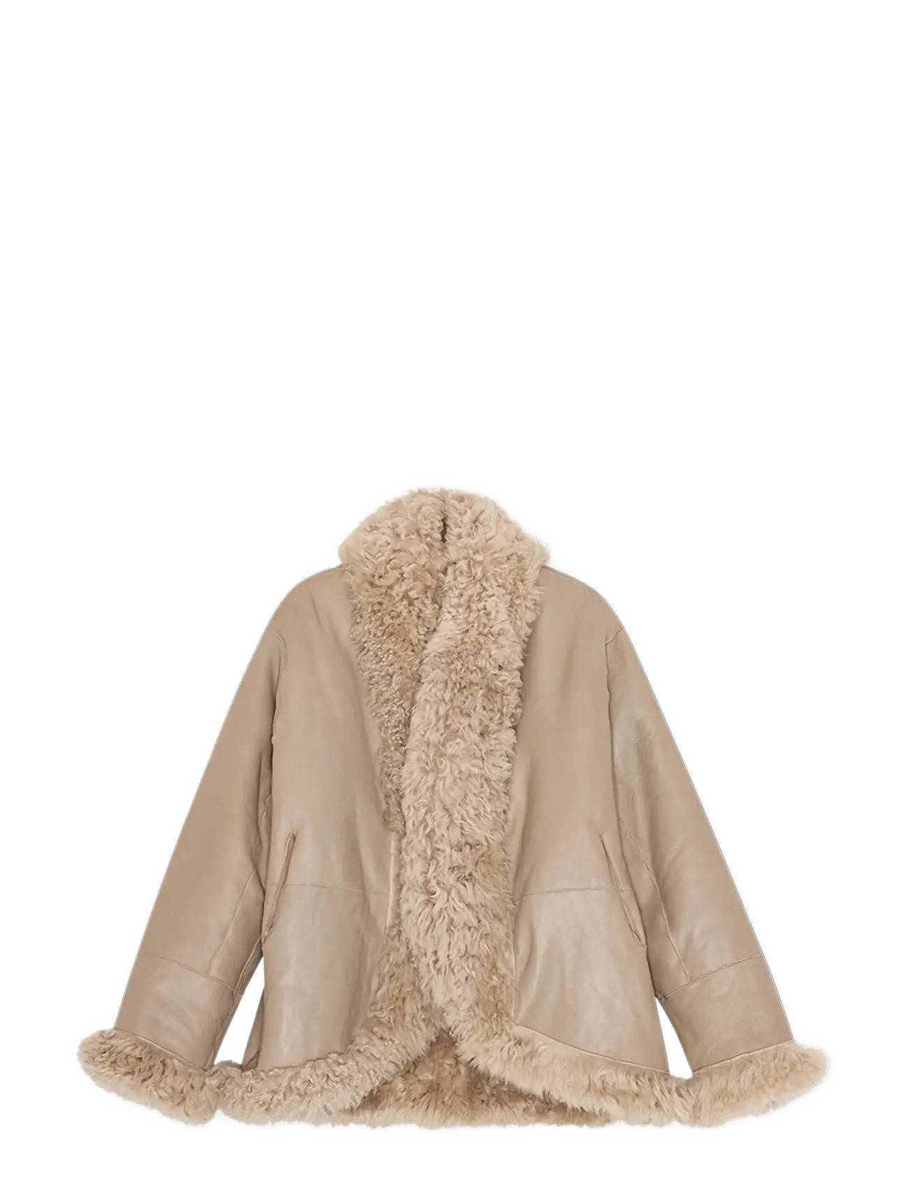 REMAIN Birger Christensen SHEARLING JACKET - Nahktagid - PEBBLE / beige