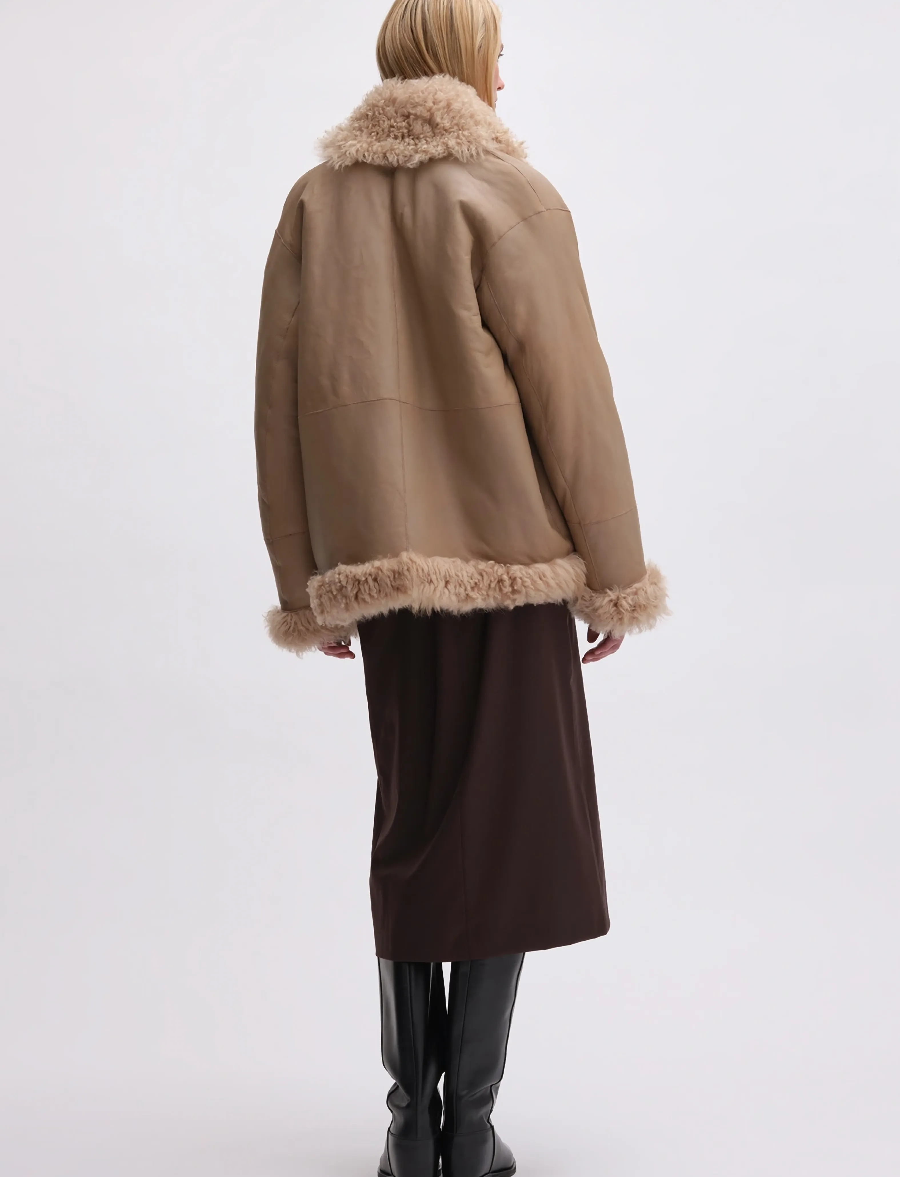 REMAIN Birger Christensen - SHEARLING JACKET - pebble - 5
