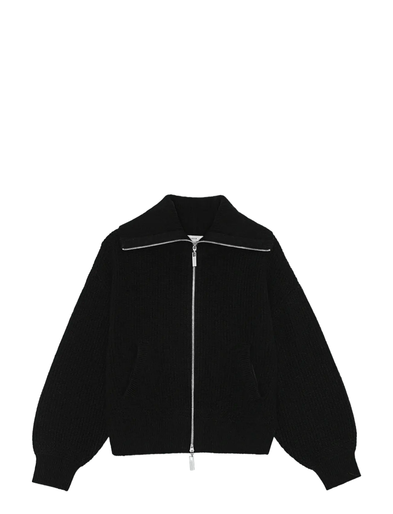 KNITTED CROPPED BOMBER - BLACK