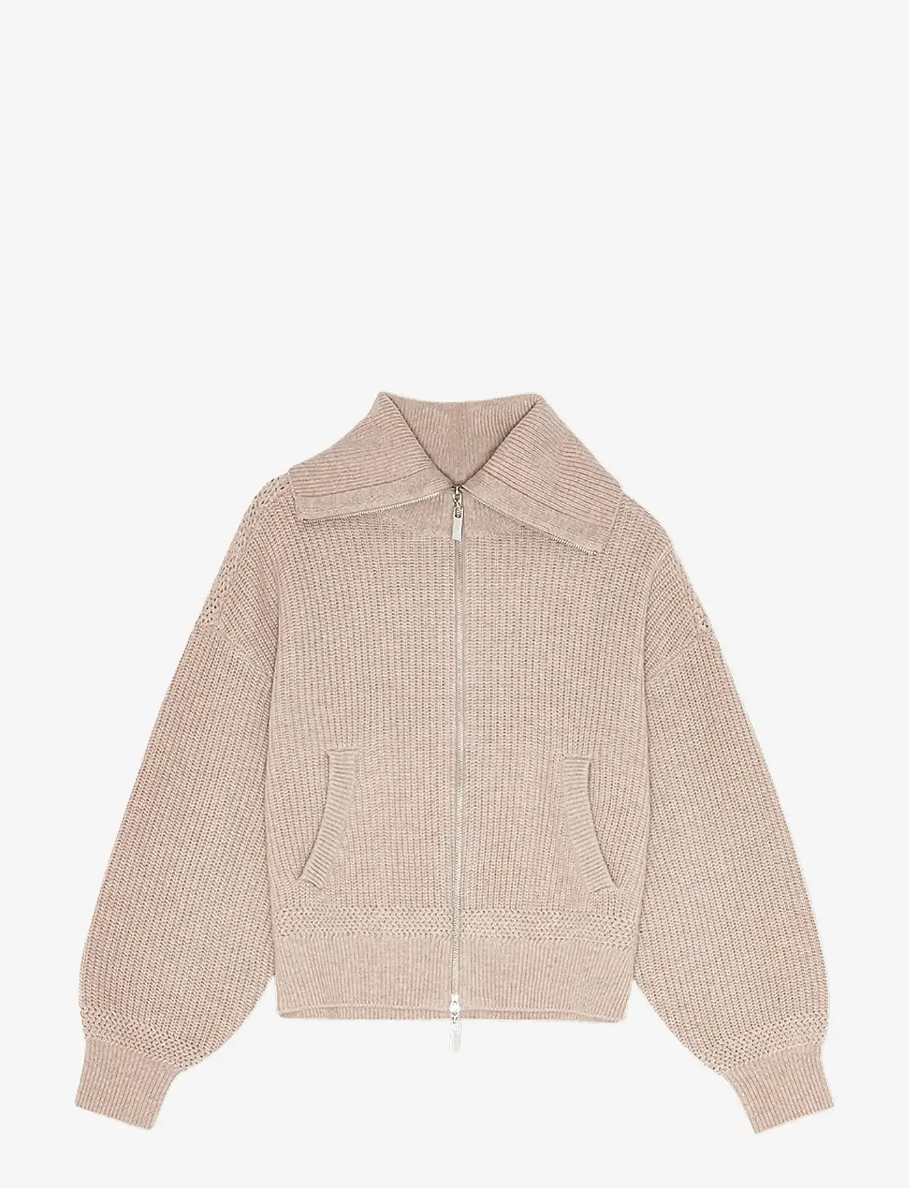 REMAIN Birger Christensen - KNITTED CROPPED BOMBER - kaschmir - pebble melange - 0