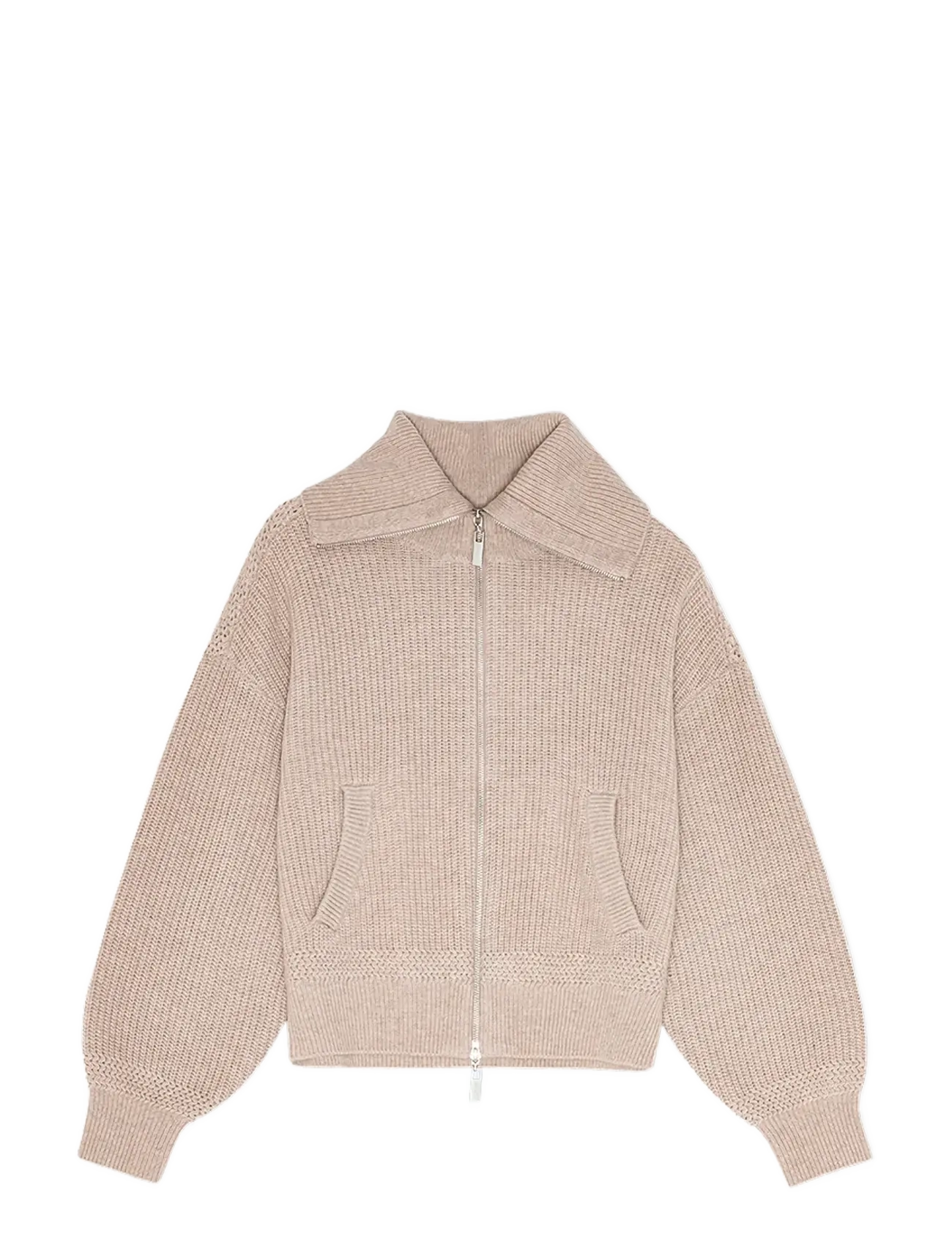 REMAIN Birger Christensen KNITTED CROPPED BOMBER - Sweatshirts - PEBBLE MELANGE / beige