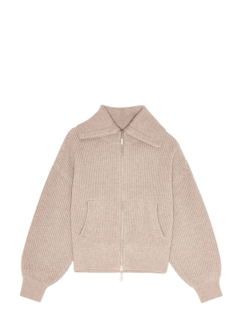 REMAIN Birger Christensen - KNITTED CROPPED BOMBER - kaschmir - pebble melange - 0