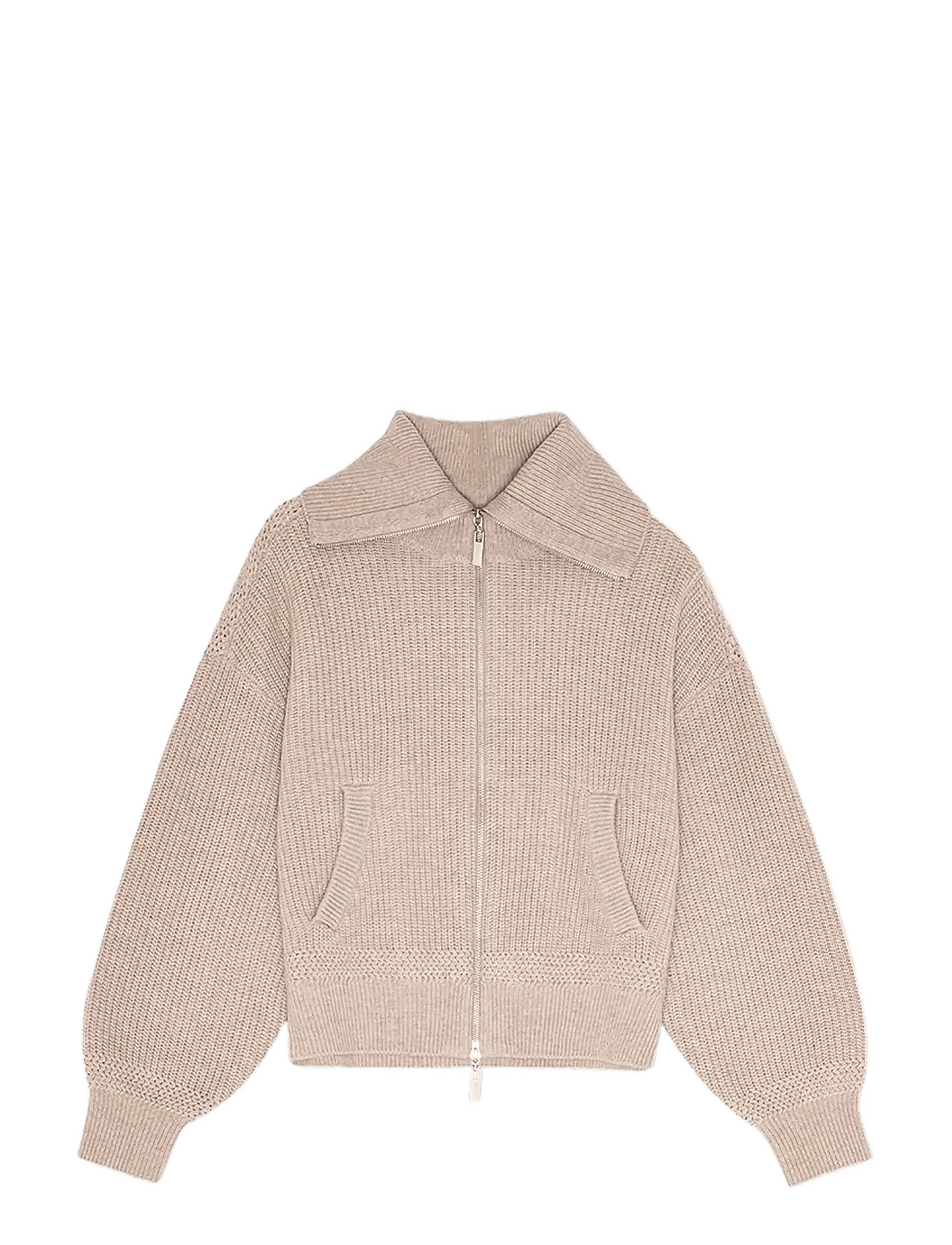 KNITTED CROPPED BOMBER - PEBBLE MELANGE