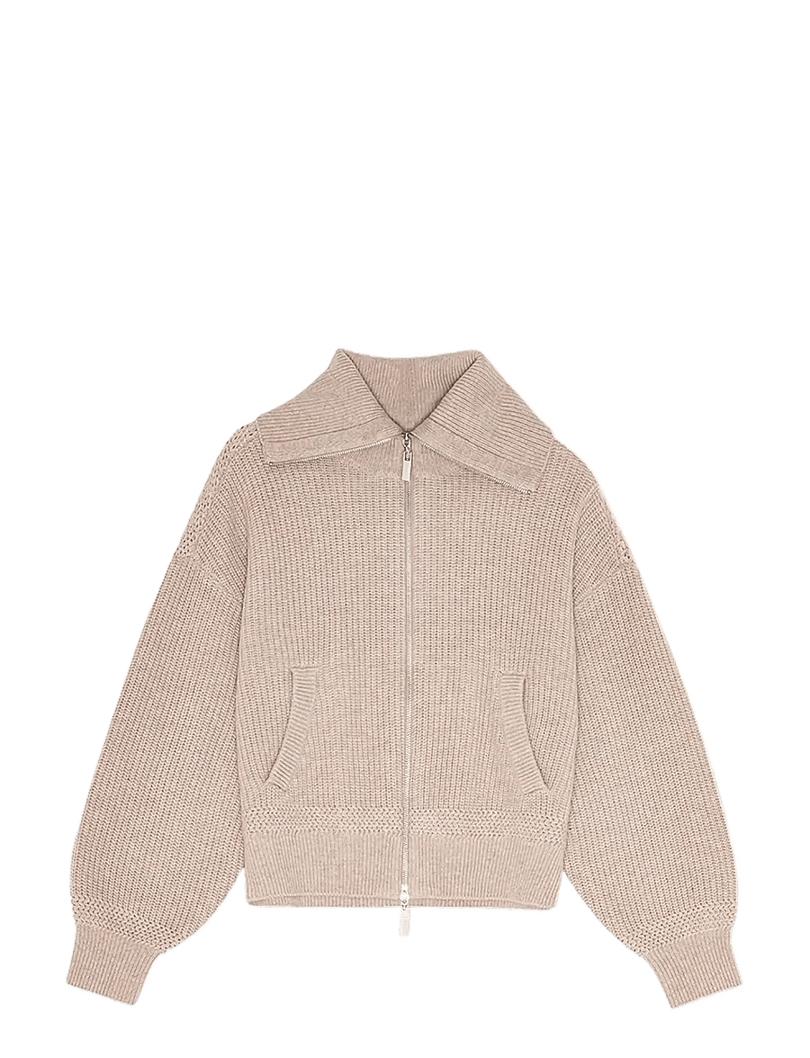 REMAIN Birger Christensen - KNITTED CROPPED BOMBER - kashmir - pebble melange - 0