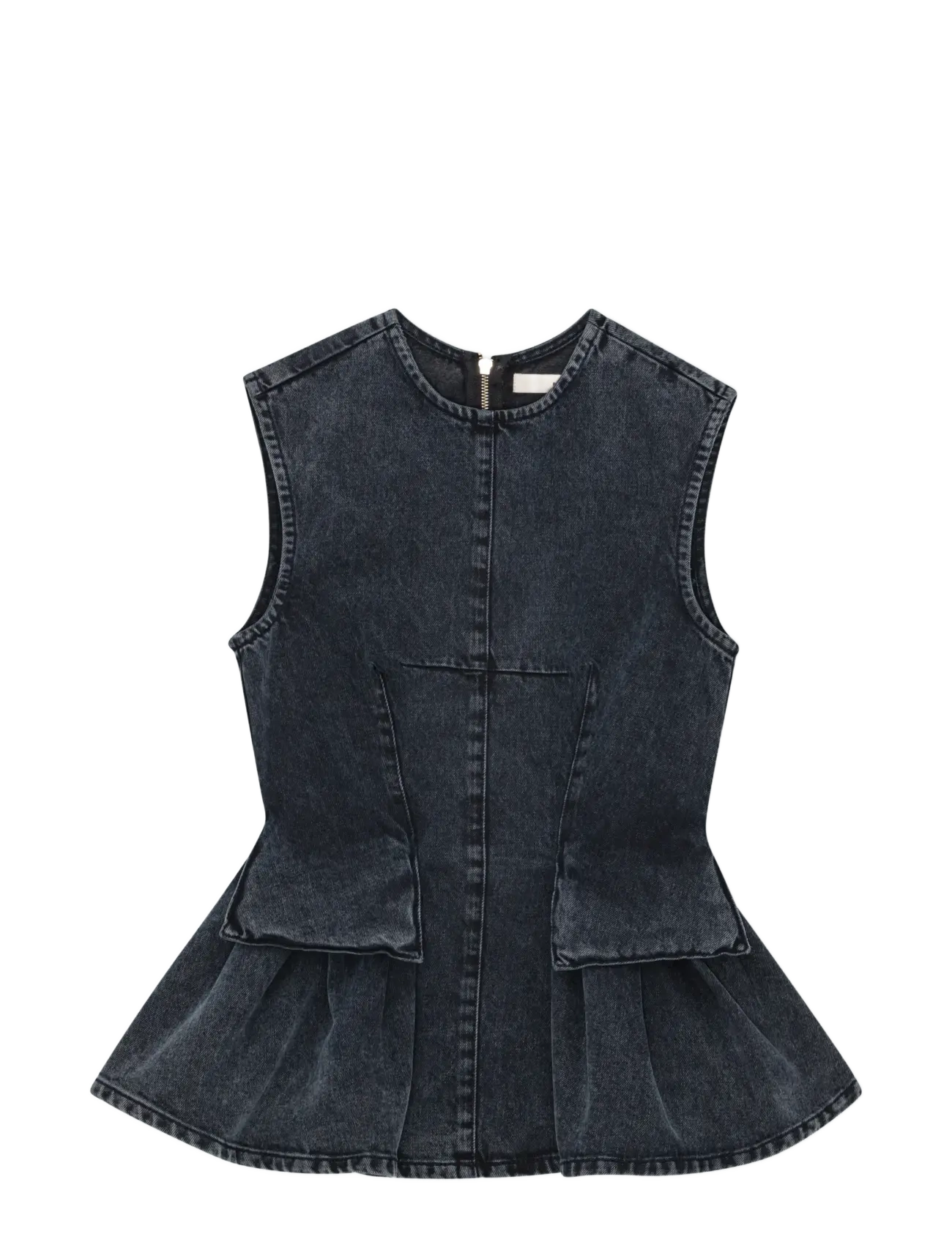 PEPLUM DENIM TOP - BLACK