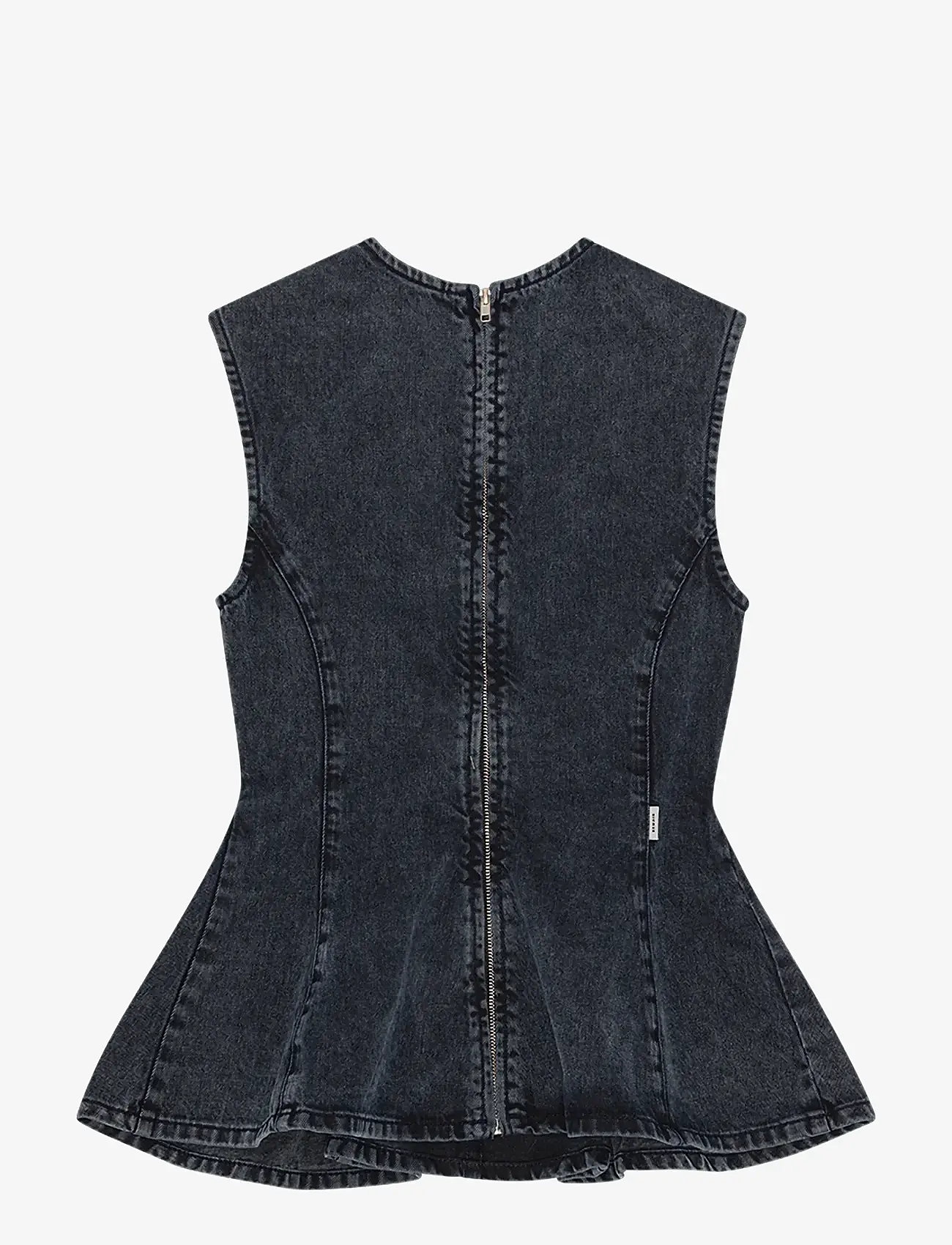 REMAIN Birger Christensen - PEPLUM DENIM TOP - Ärmellose tops - black - 1