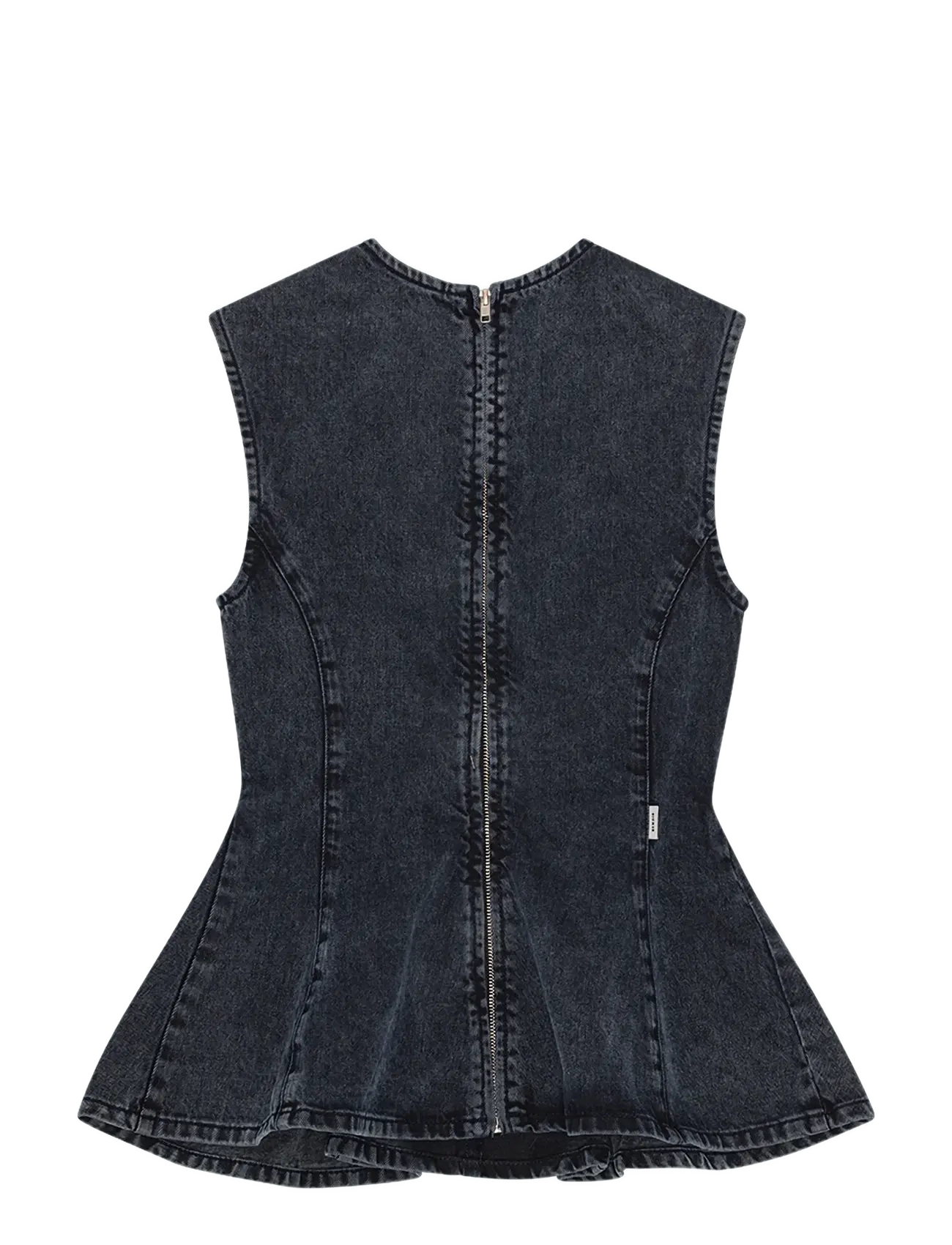 REMAIN Birger Christensen - PEPLUM DENIM TOP - Ärmellose tops - black - 1