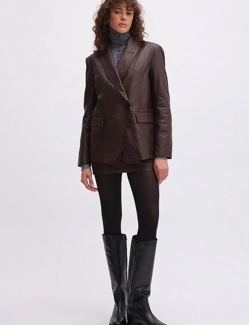 REMAIN Birger Christensen - HEAVY LEATHER BLAZER - lentejassen - cabernet447 - 0